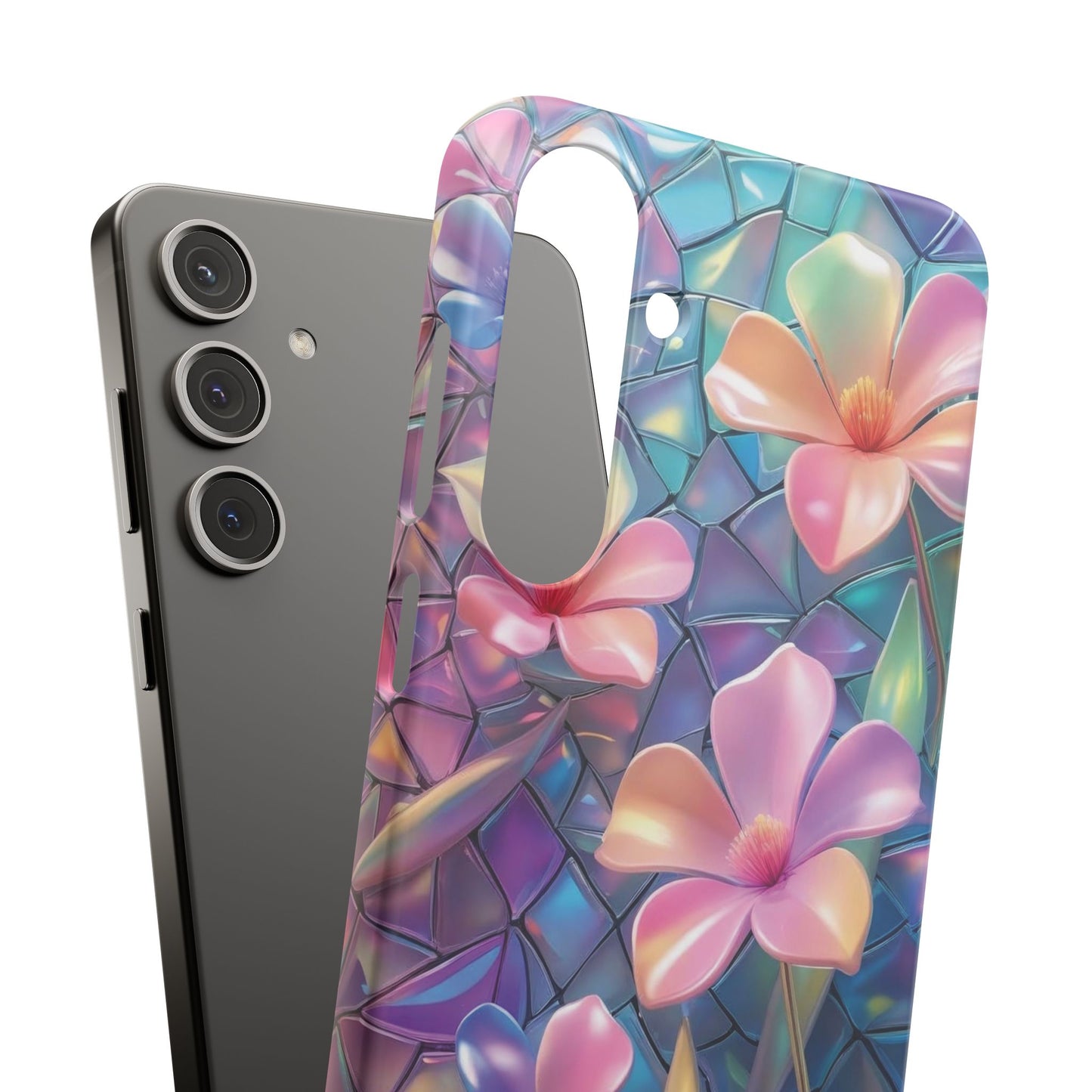 Snap Case Elegante Florale Samsung Handyhülle mit 3D-Effekt