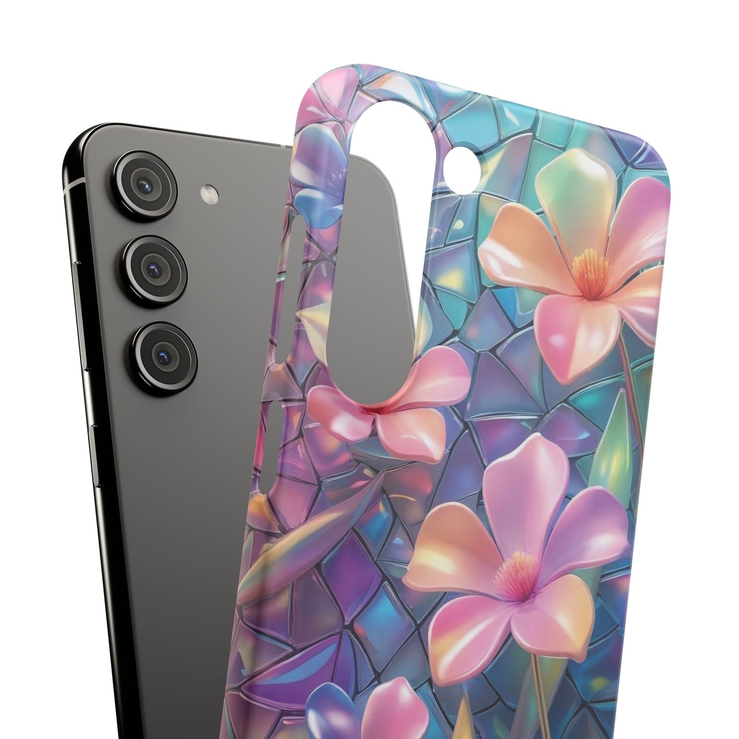 Snap Case Elegante Florale Samsung Handyhülle mit 3D-Effekt