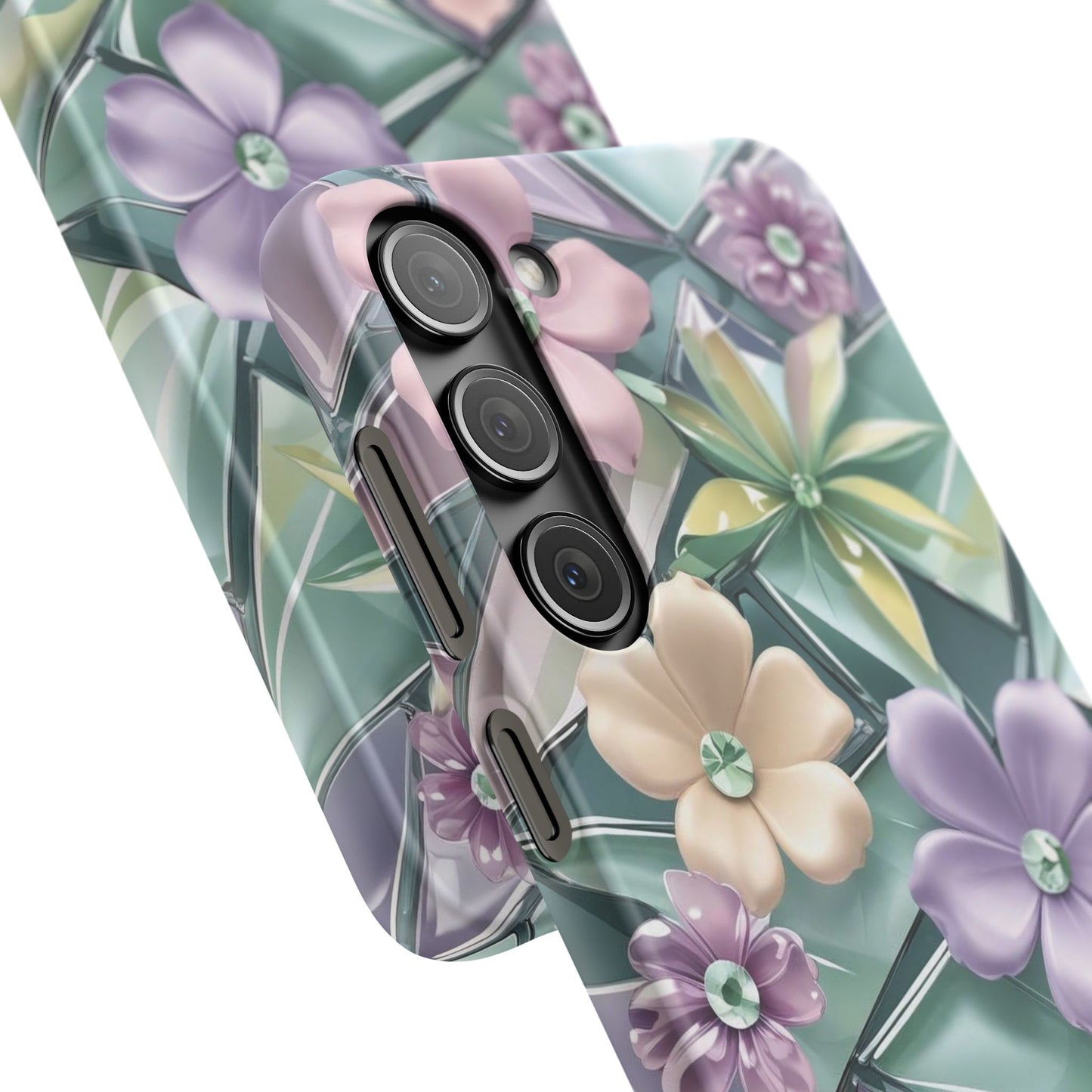 Snap Case Elegante Florale Samsung Handyhülle mit 3D-Effekt