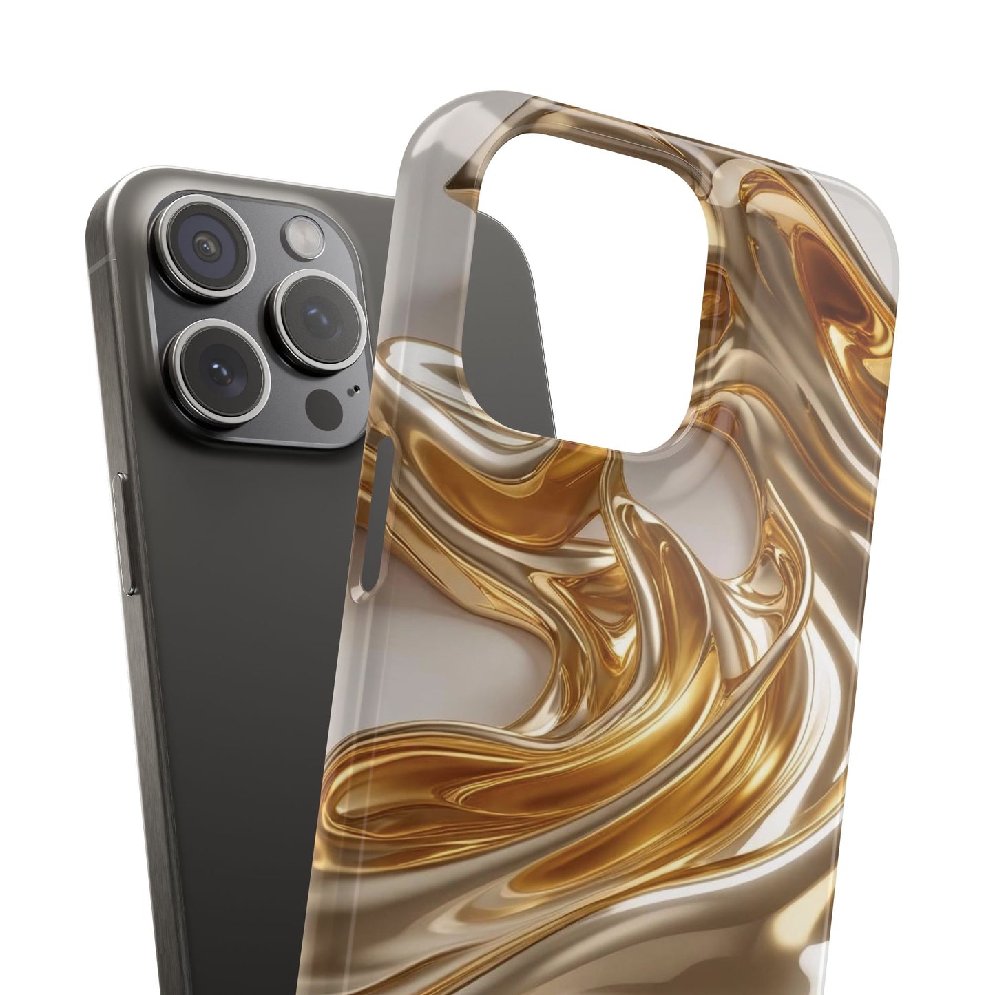 Snap Case iPhone Handyhülle – Gold Dynamic Liquid 3D Effekt