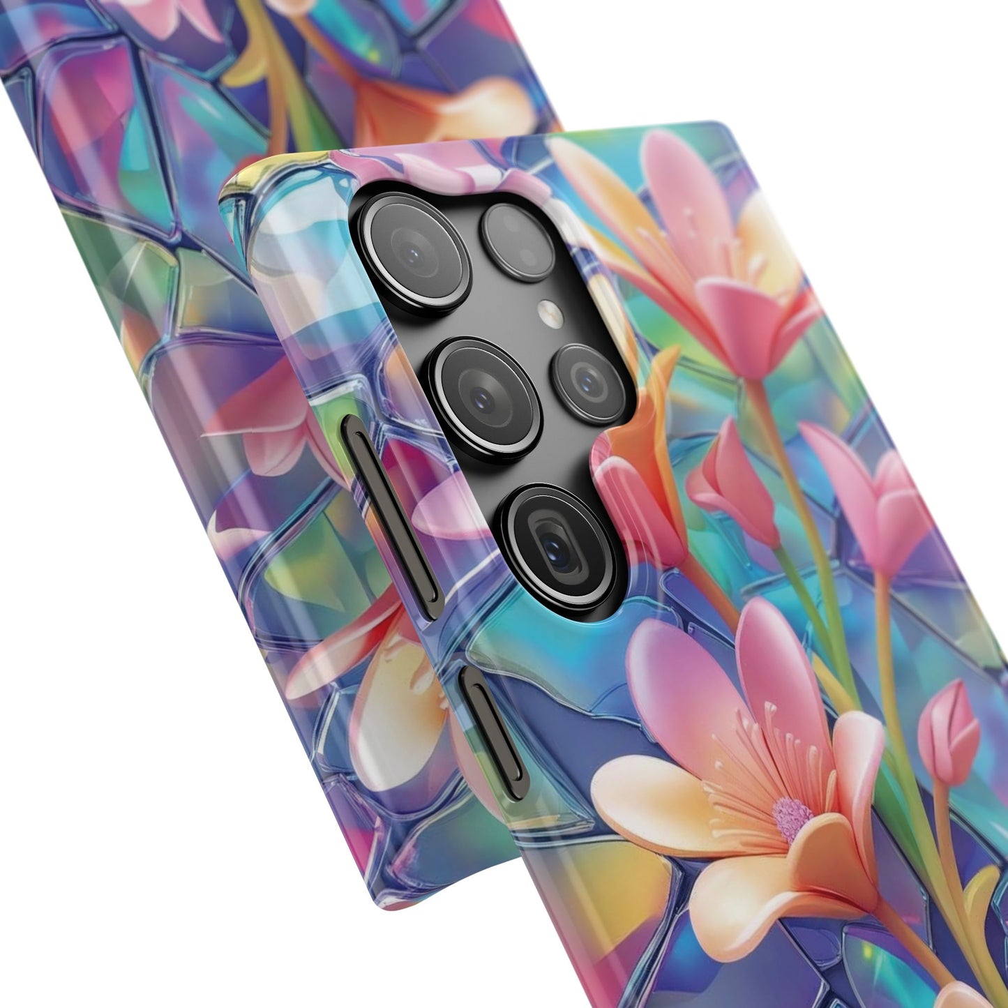 Snap Case Elegante Florale Samsung Handyhülle mit 3D-Effekt