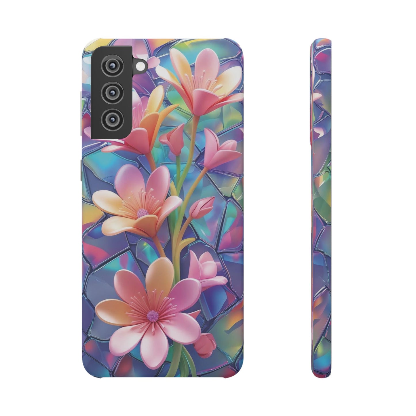 Snap Case Elegante Florale Samsung Handyhülle mit 3D-Effekt