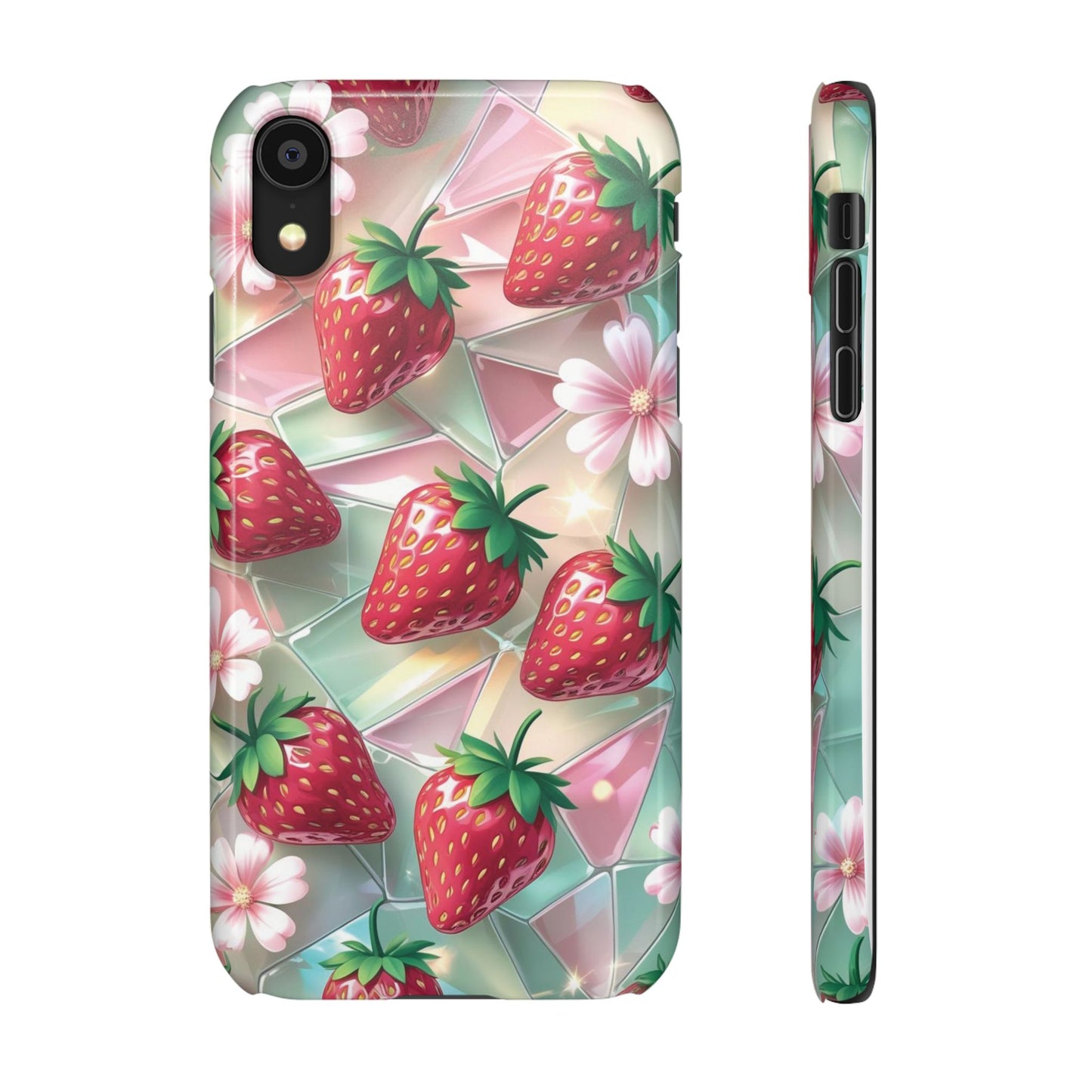 Snap Case iPhone Handyhülle - 3D Effekt Erdbeeren