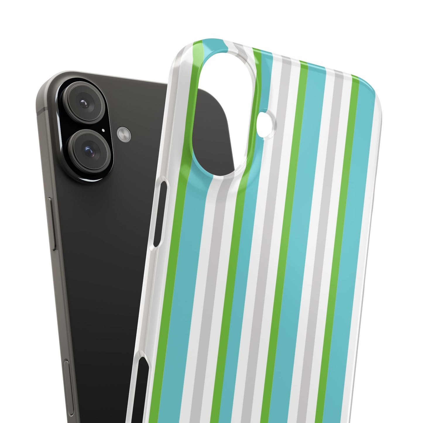 iPhone Snap Case - Modernes Abstraktes Design mit Grünen und Weißen Linien