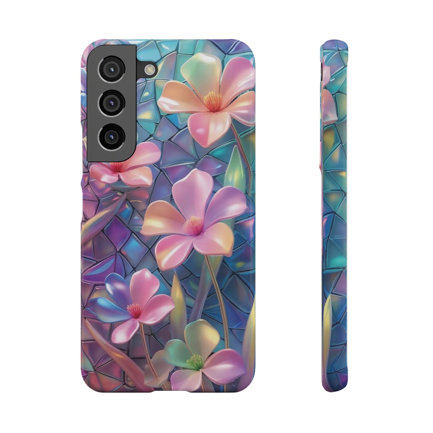Snap Case Elegante Florale Samsung Handyhülle mit 3D-Effekt