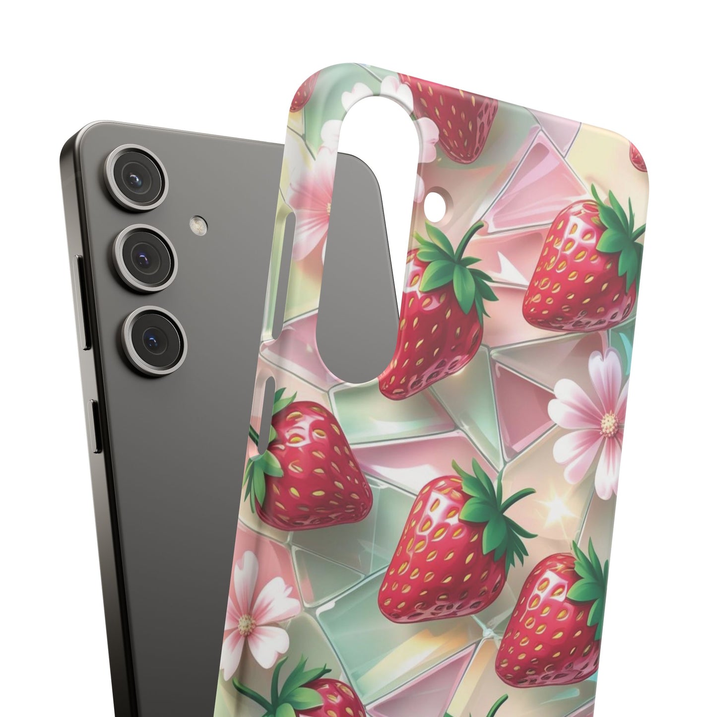 Snap Case Samsung Handyhülle - 3D Effekt Erdbeeren