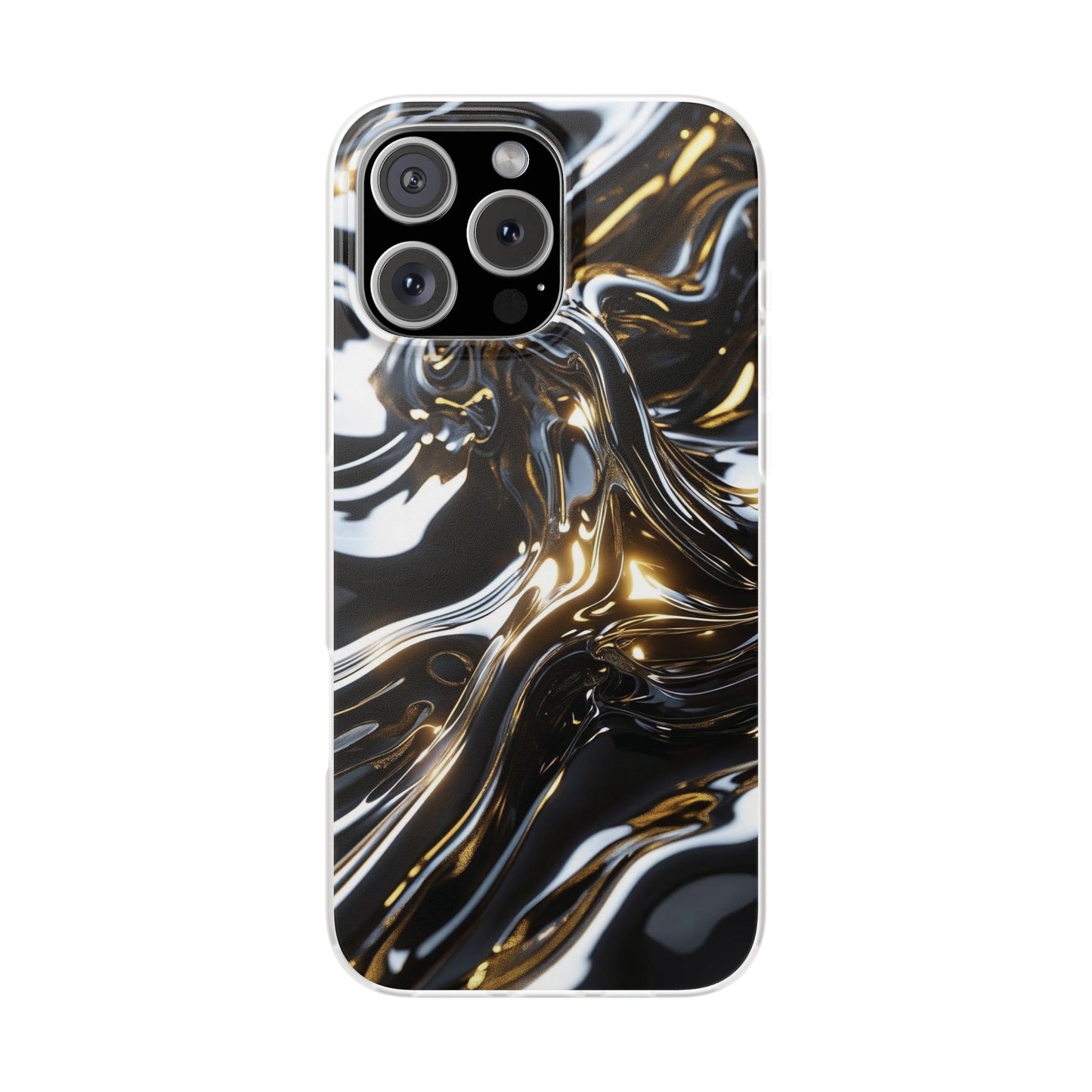 iPhone Handyhülle Flexi Case - Schwarz-Silber Metallic