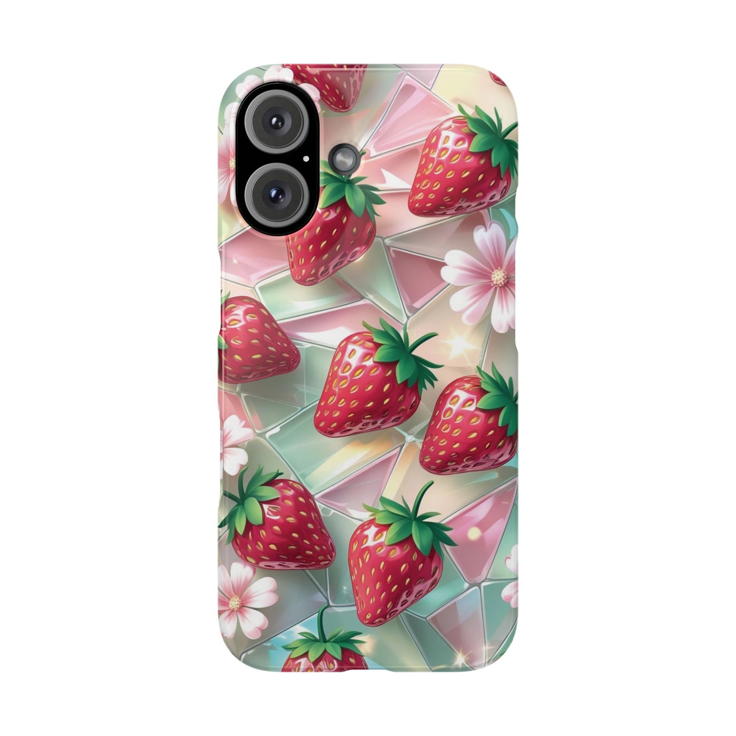 Snap Case iPhone Handyhülle - 3D Effekt Erdbeeren