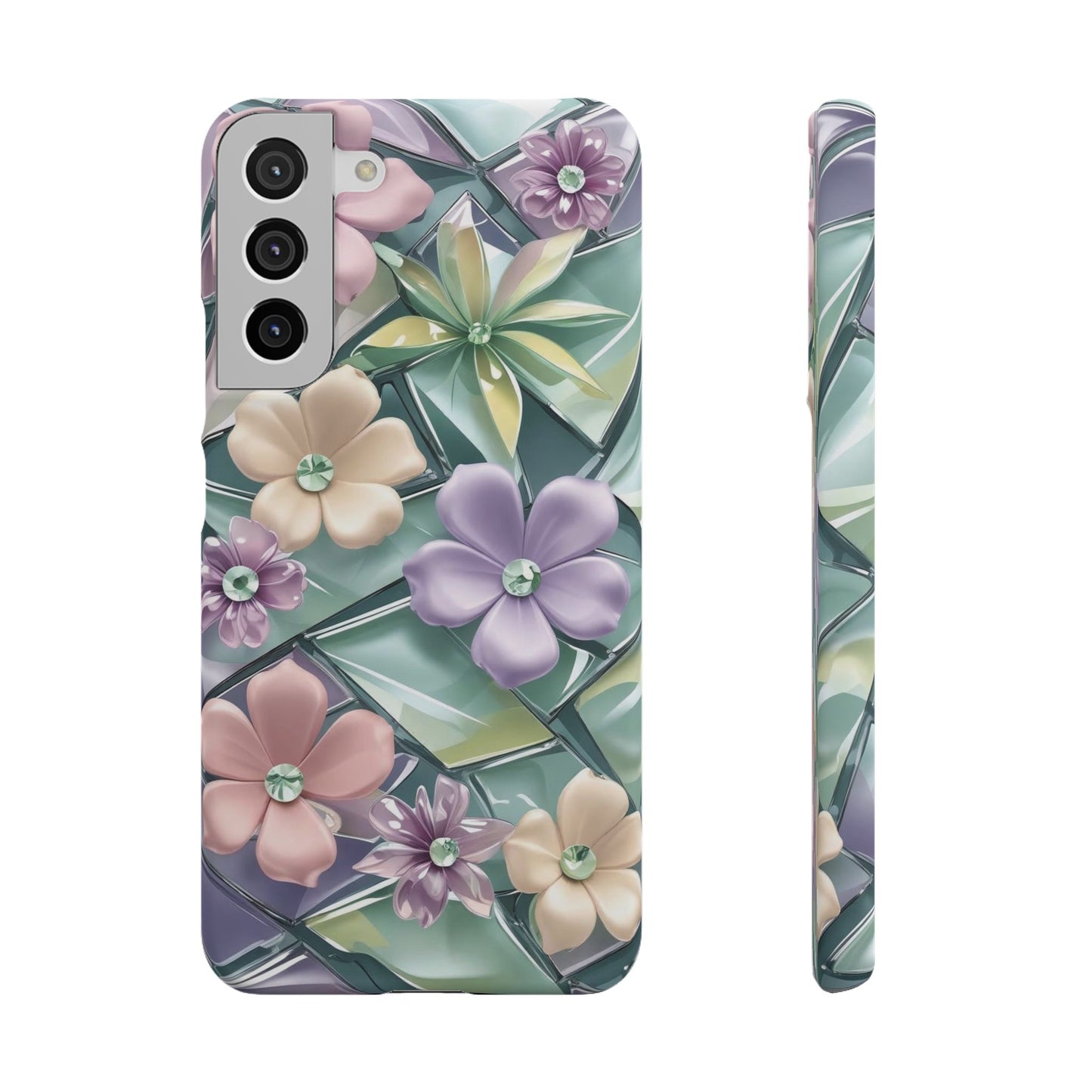 Snap Case Elegante Florale Samsung Handyhülle mit 3D-Effekt