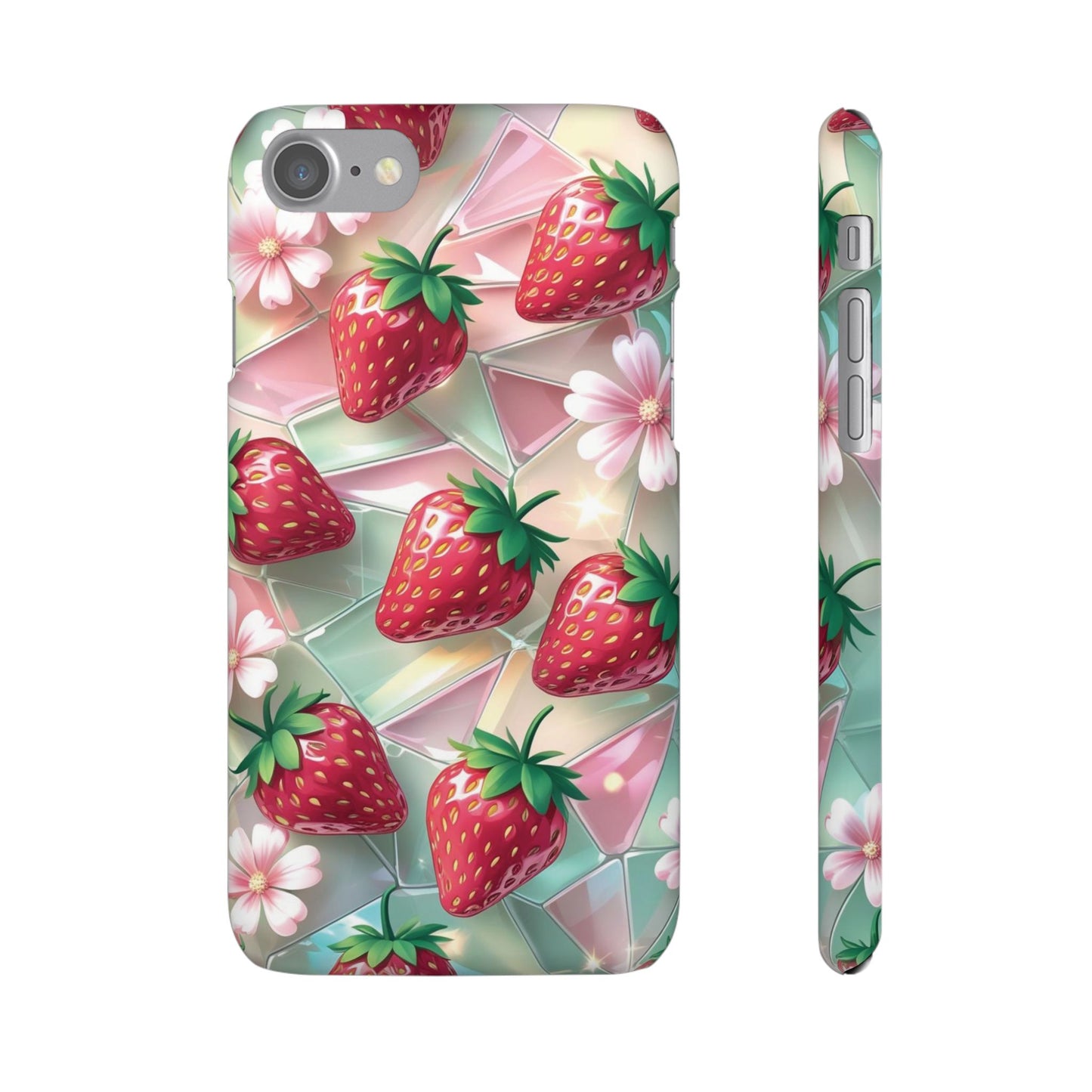 Snap Case iPhone Handyhülle - 3D Effekt Erdbeeren