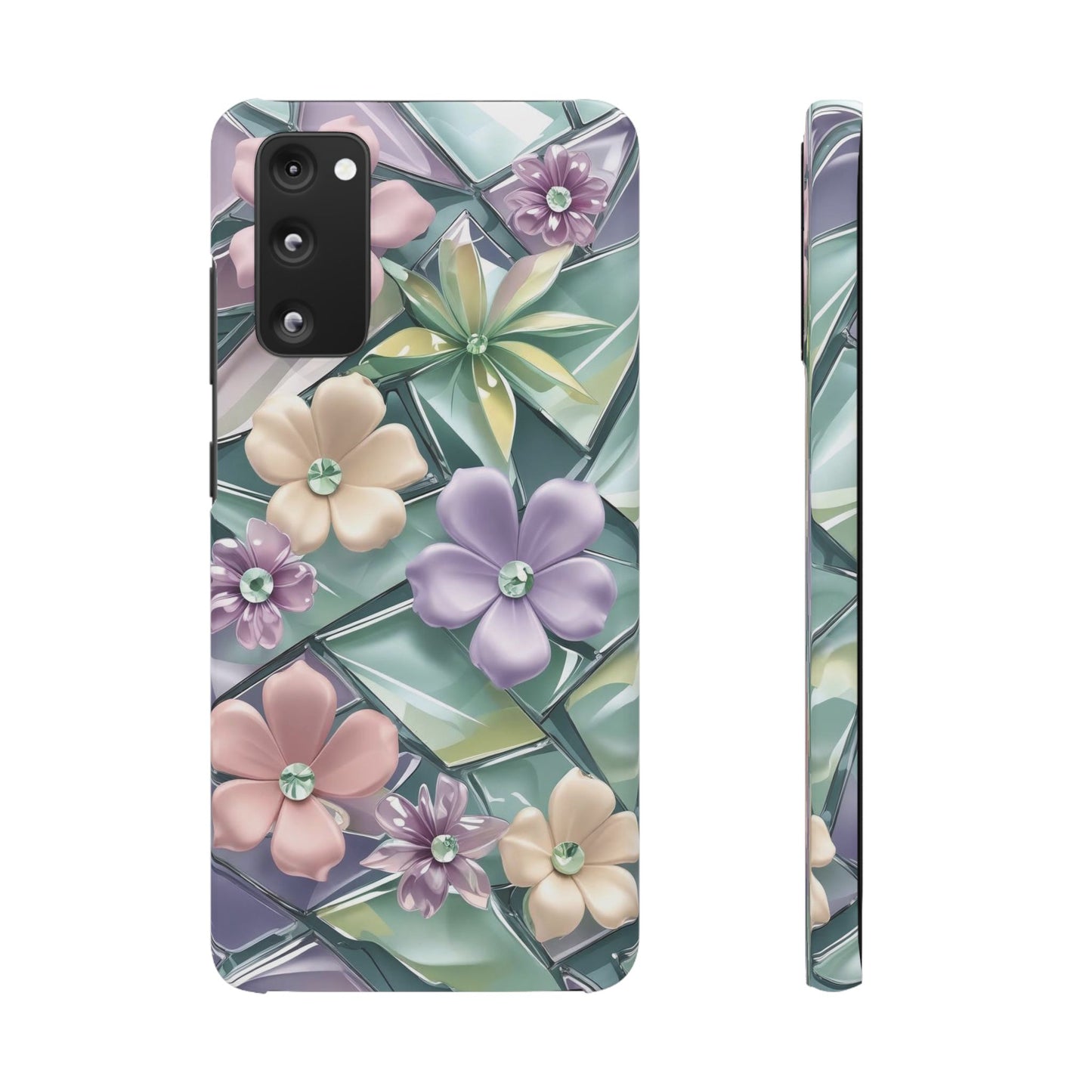 Snap Case Elegante Florale Samsung Handyhülle mit 3D-Effekt