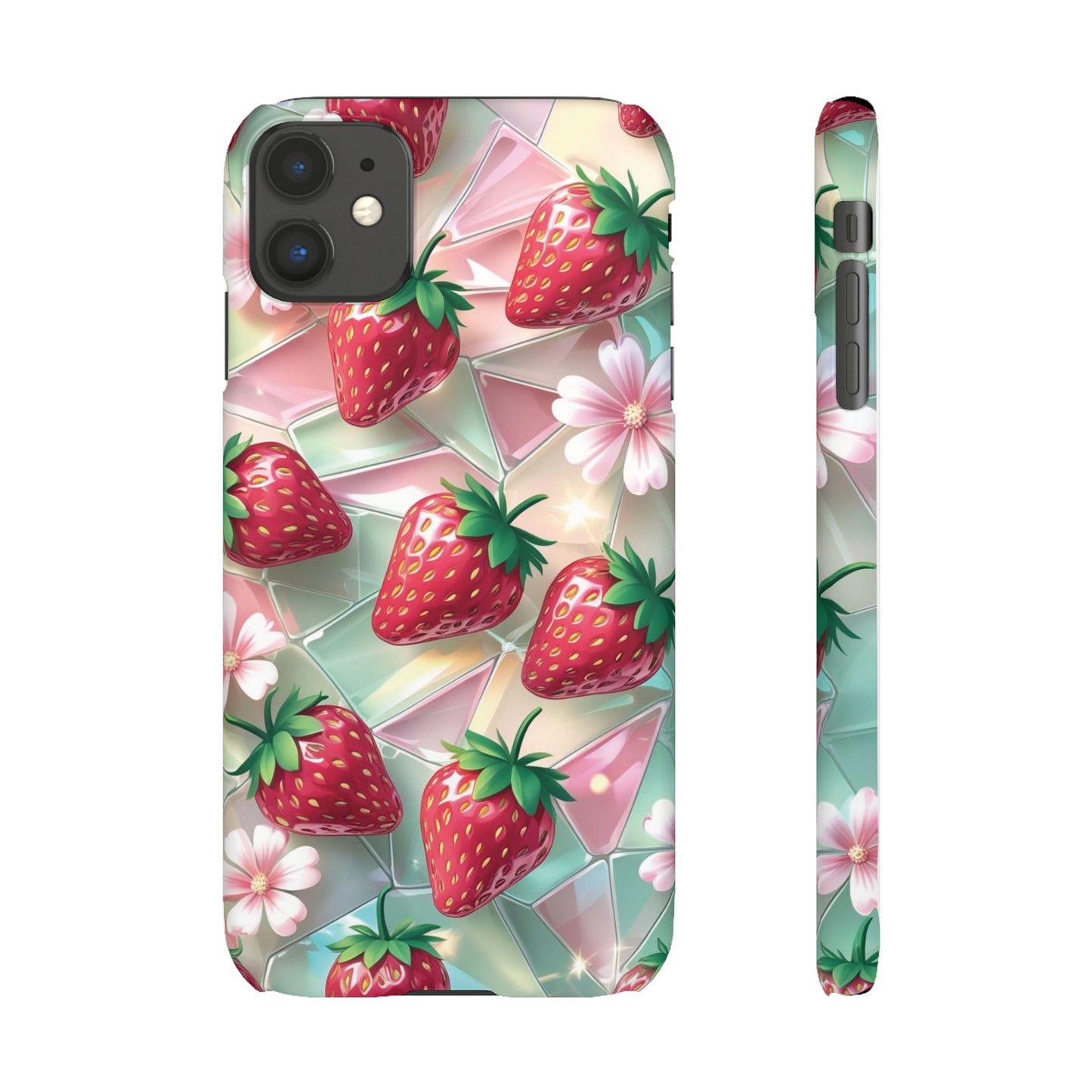 Snap Case iPhone Handyhülle - 3D Effekt Erdbeeren