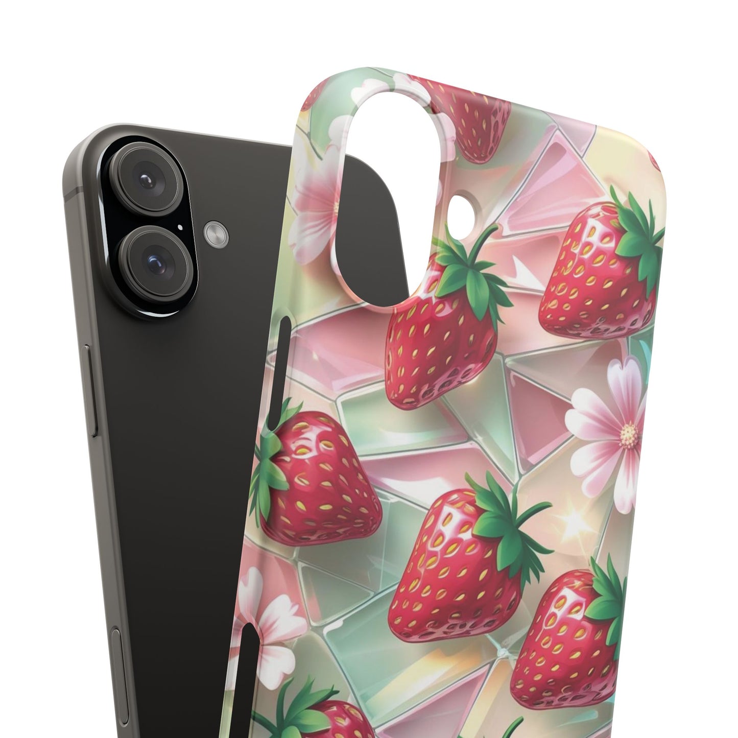 Snap Case iPhone Handyhülle - 3D Effekt Erdbeeren