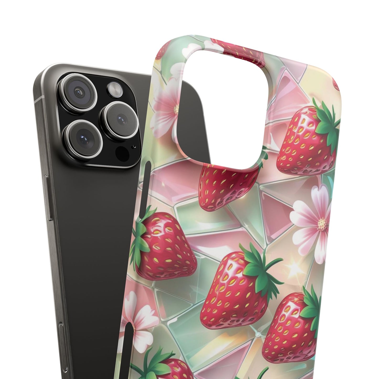 Snap Case iPhone Handyhülle - 3D Effekt Erdbeeren