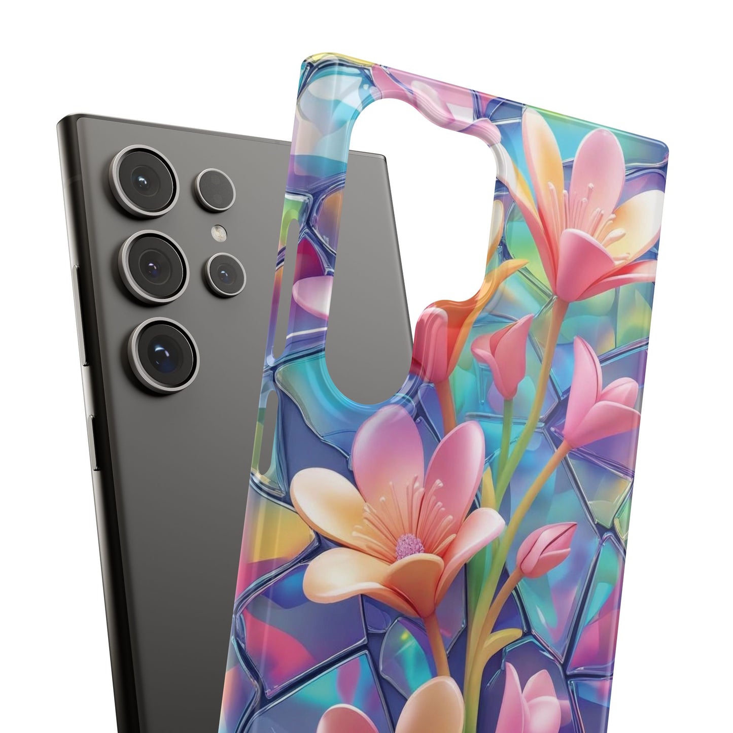 Snap Case Elegante Florale Samsung Handyhülle mit 3D-Effekt