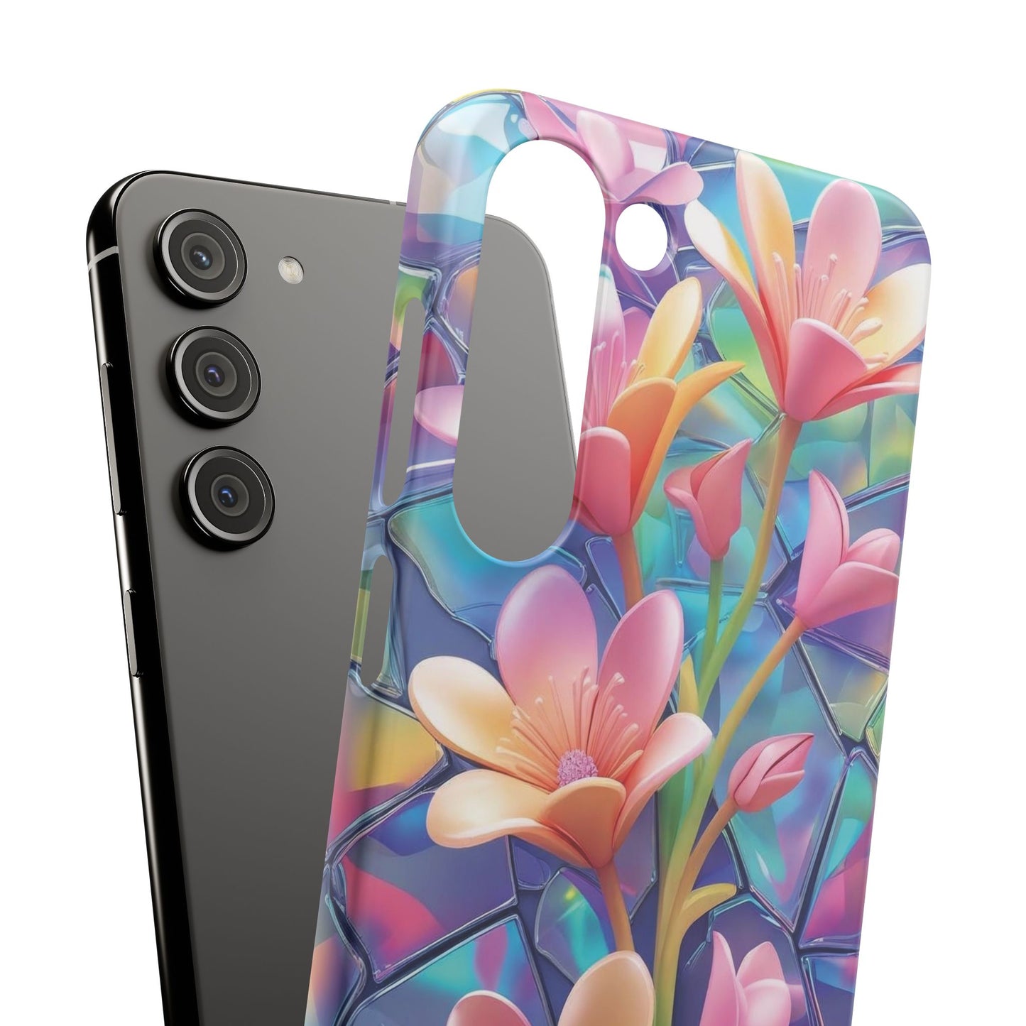 Snap Case Elegante Florale Samsung Handyhülle mit 3D-Effekt