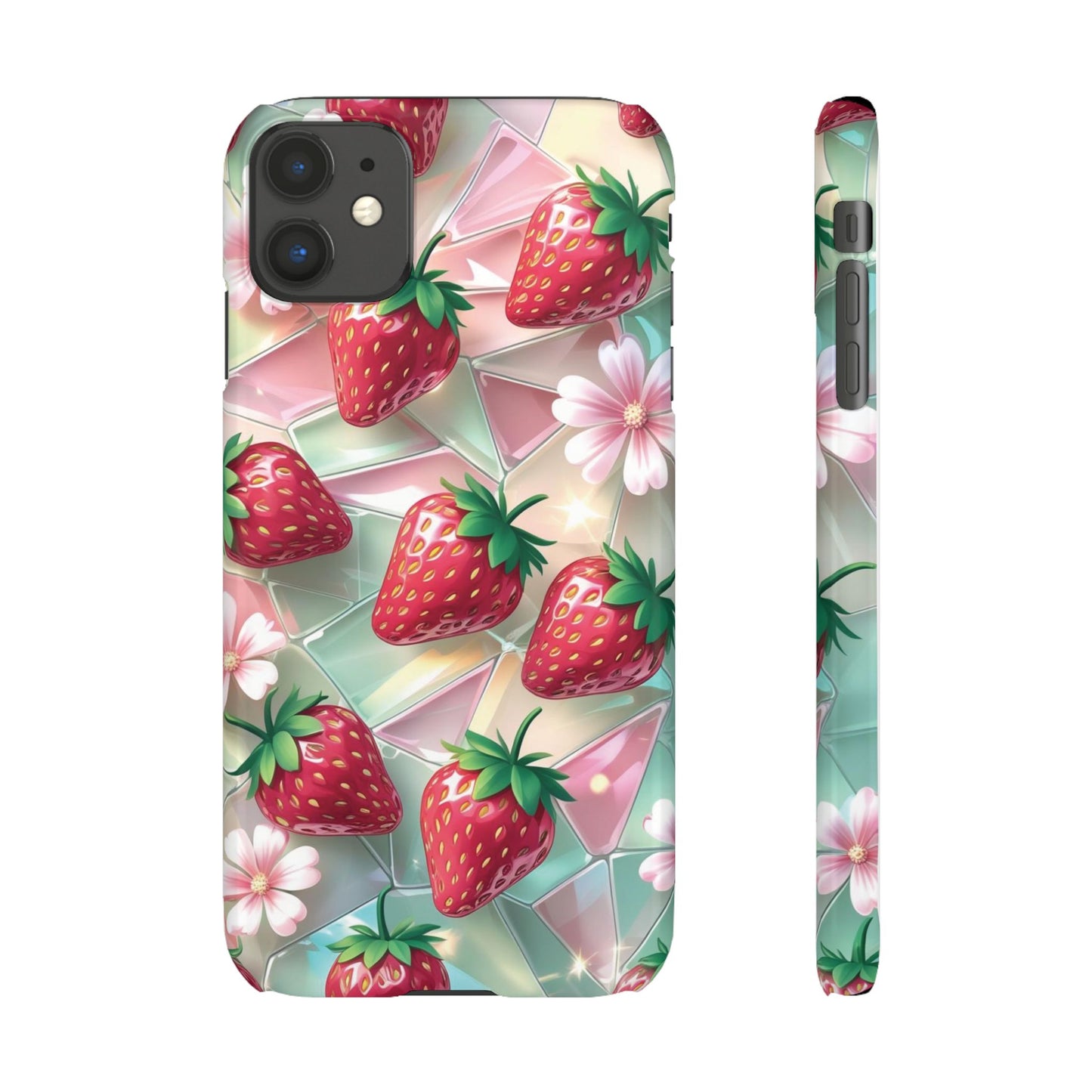 Snap Case iPhone Handyhülle - 3D Effekt Erdbeeren