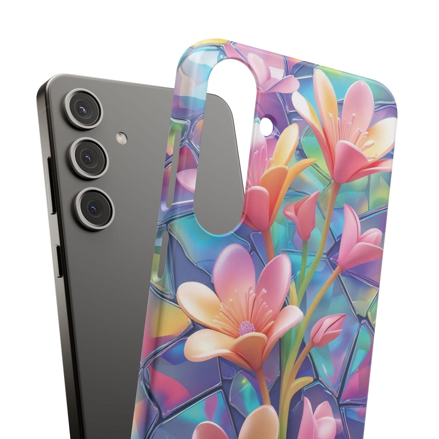 Snap Case Elegante Florale Samsung Handyhülle mit 3D-Effekt