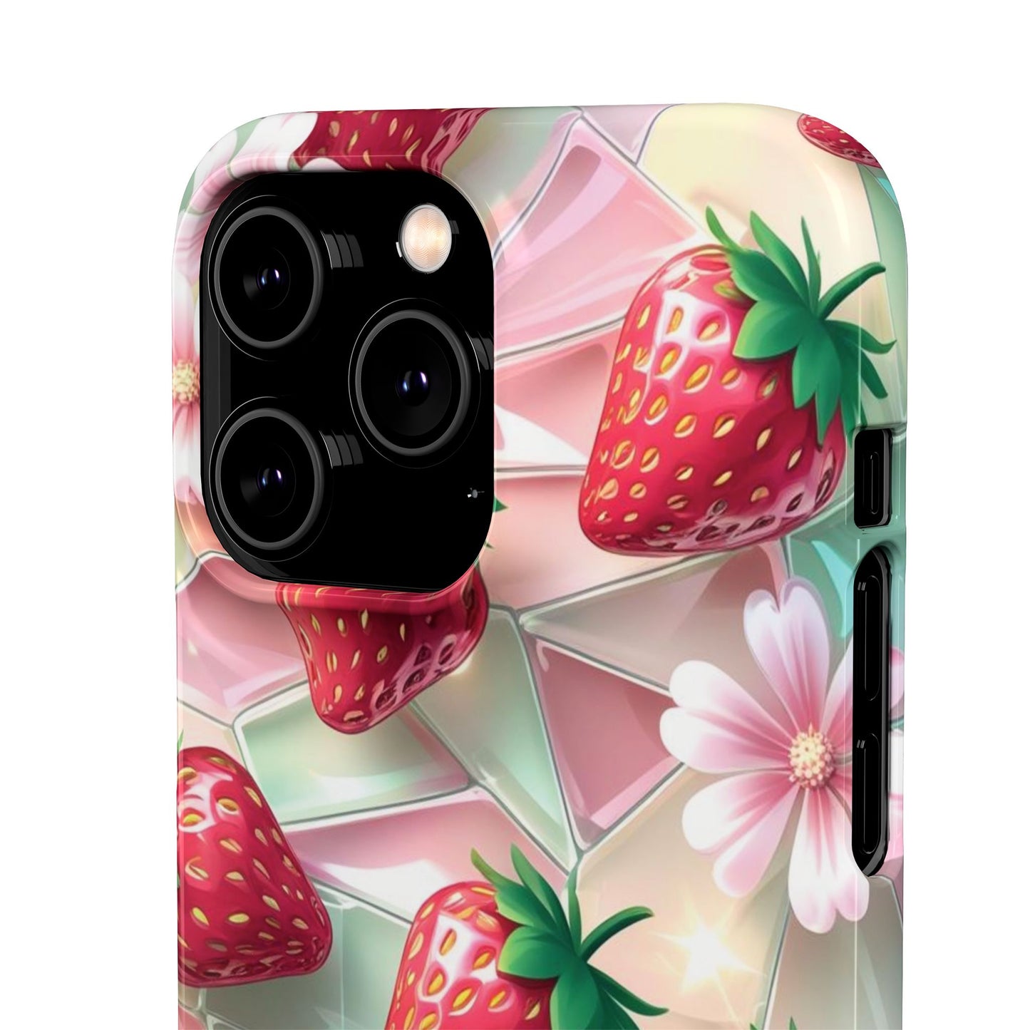 Snap Case iPhone Handyhülle - 3D Effekt Erdbeeren