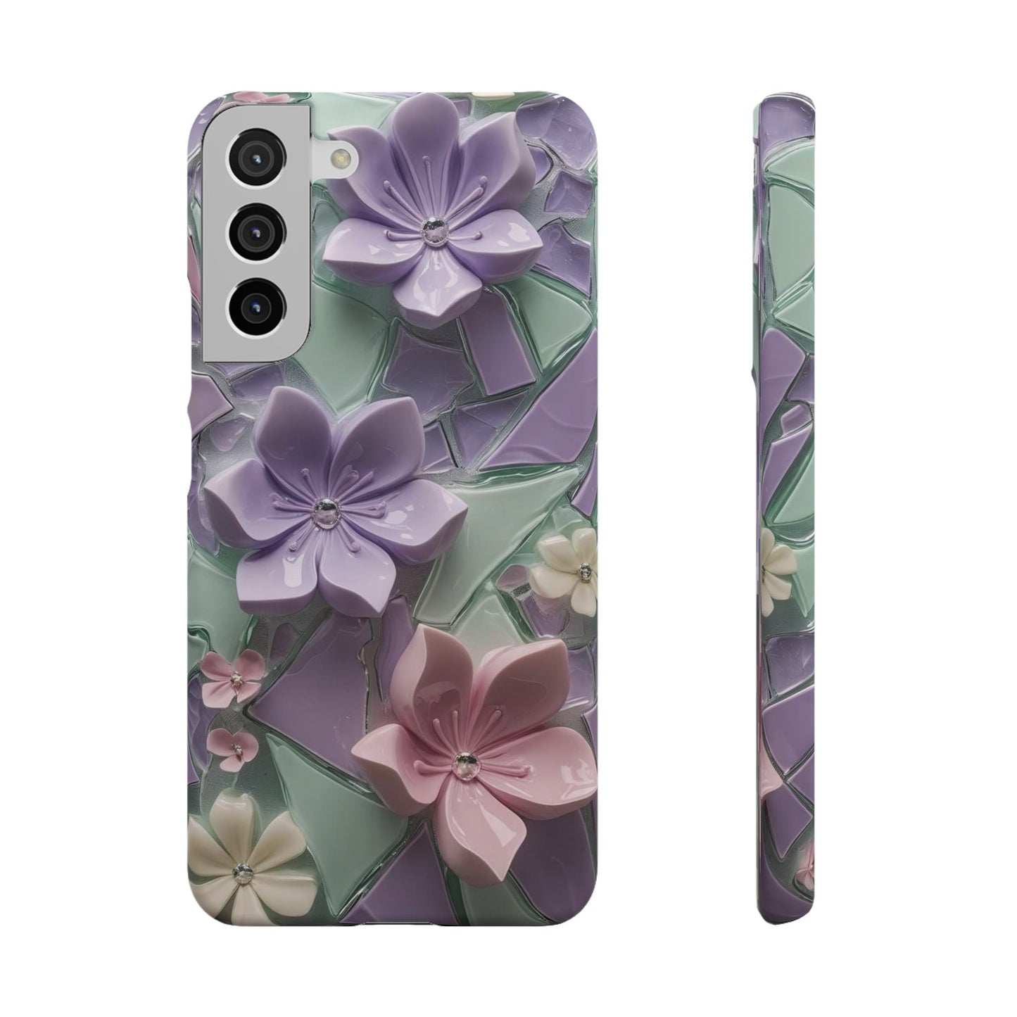 Snap Case Elegante Florale Samsung Handyhülle mit 3D-Effekt