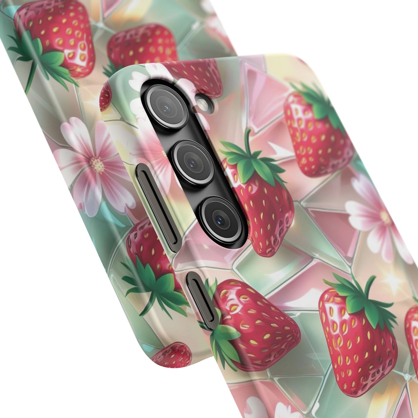 Snap Case Samsung Handyhülle - 3D Effekt Erdbeeren