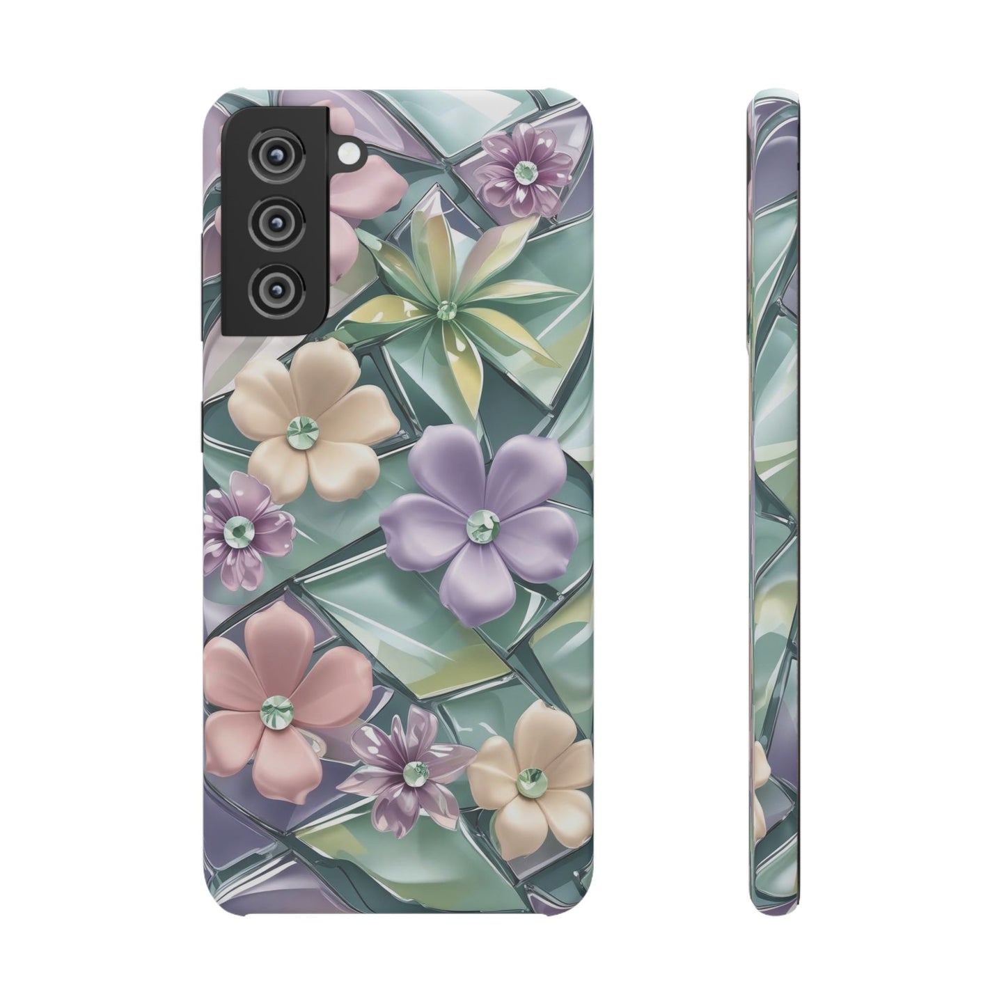 Snap Case Elegante Florale Samsung Handyhülle mit 3D-Effekt