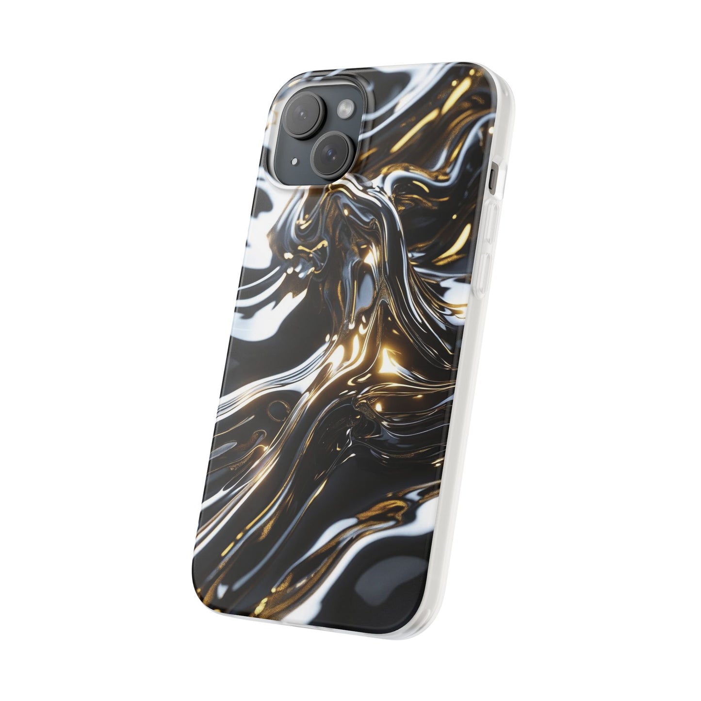 iPhone Handyhülle Flexi Case - Schwarz-Silber Metallic