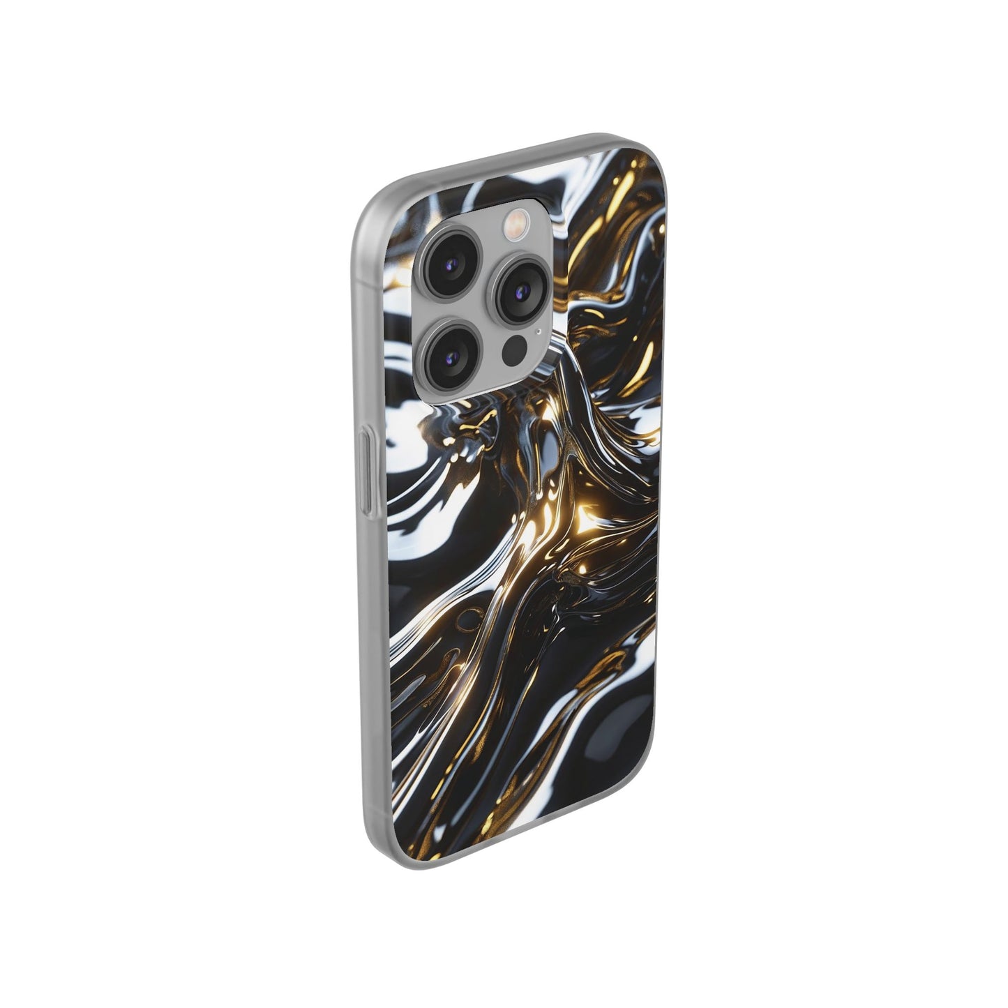 iPhone Handyhülle Flexi Case - Schwarz-Silber Metallic