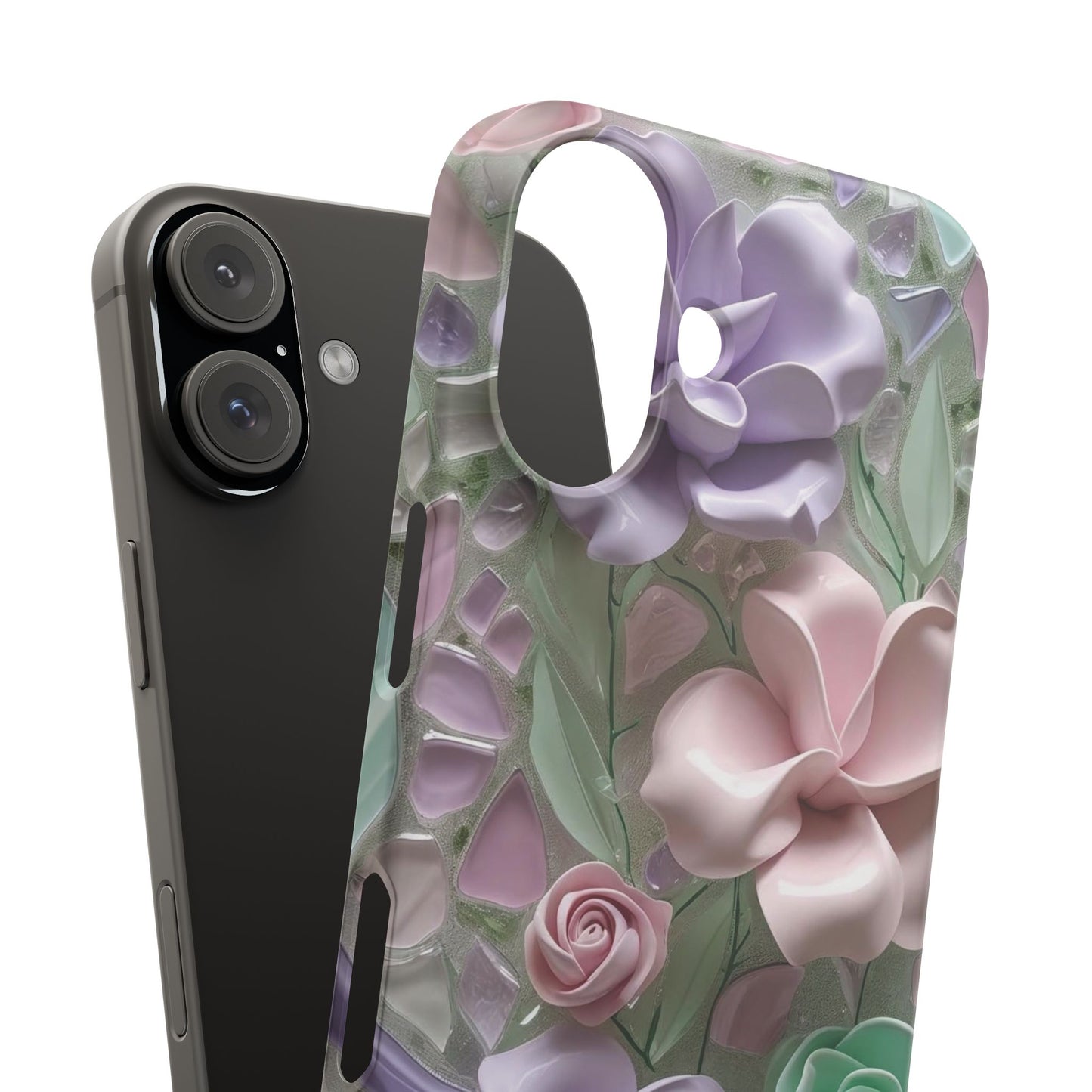 Snap Case Elegante Florale iPhone Handyhülle mit 3D-Effekt