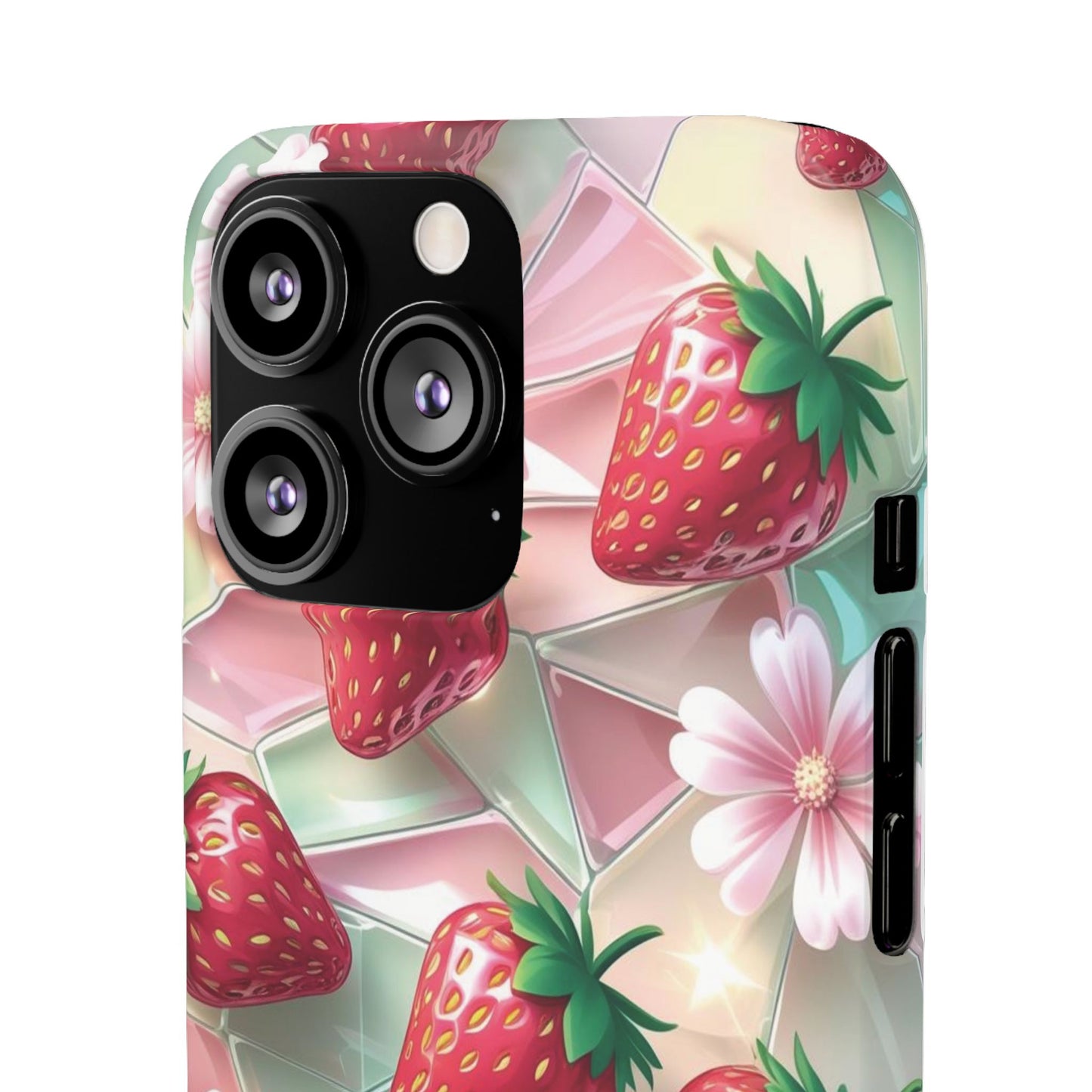 Snap Case iPhone Handyhülle - 3D Effekt Erdbeeren