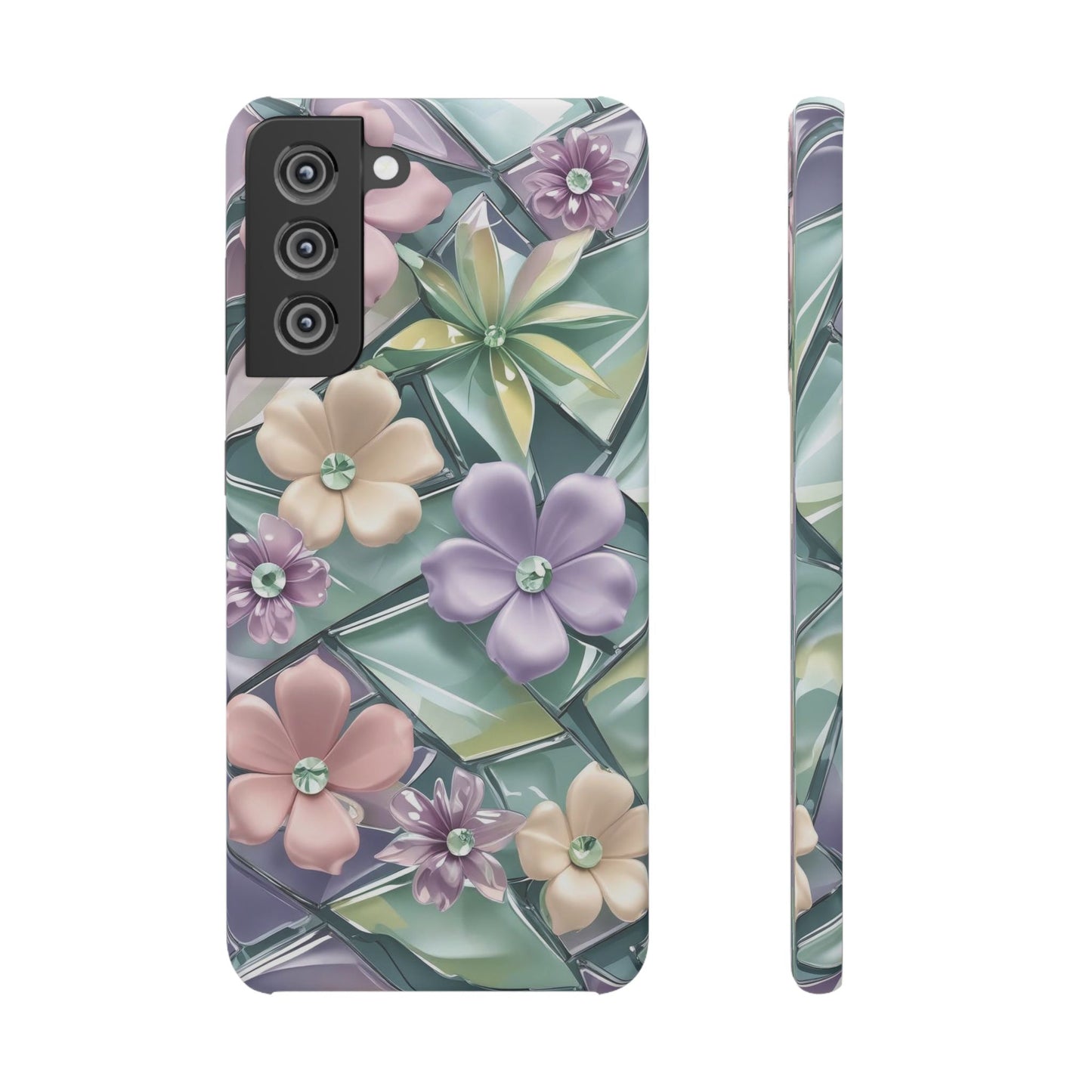 Snap Case Elegante Florale Samsung Handyhülle mit 3D-Effekt