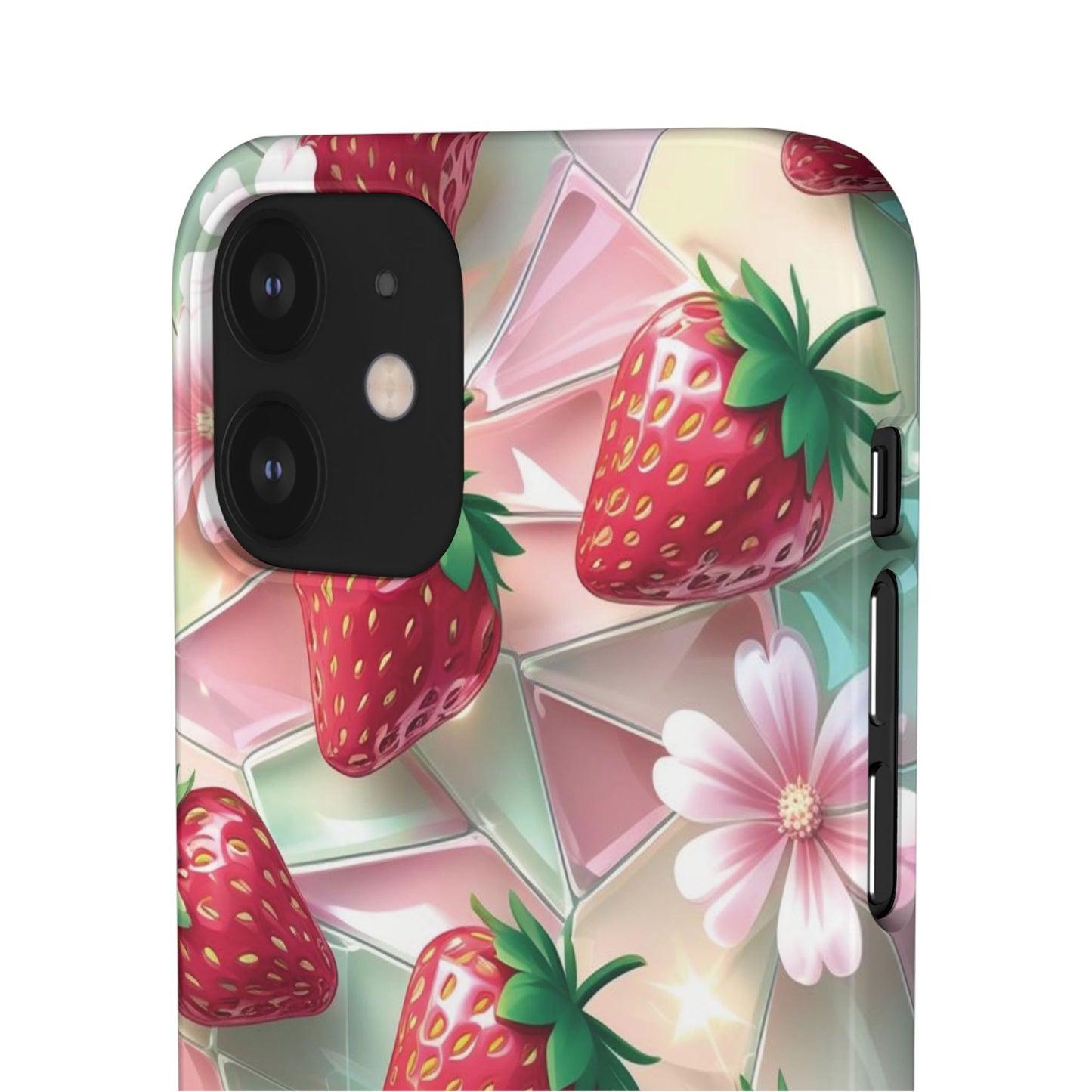 Snap Case iPhone Handyhülle - 3D Effekt Erdbeeren