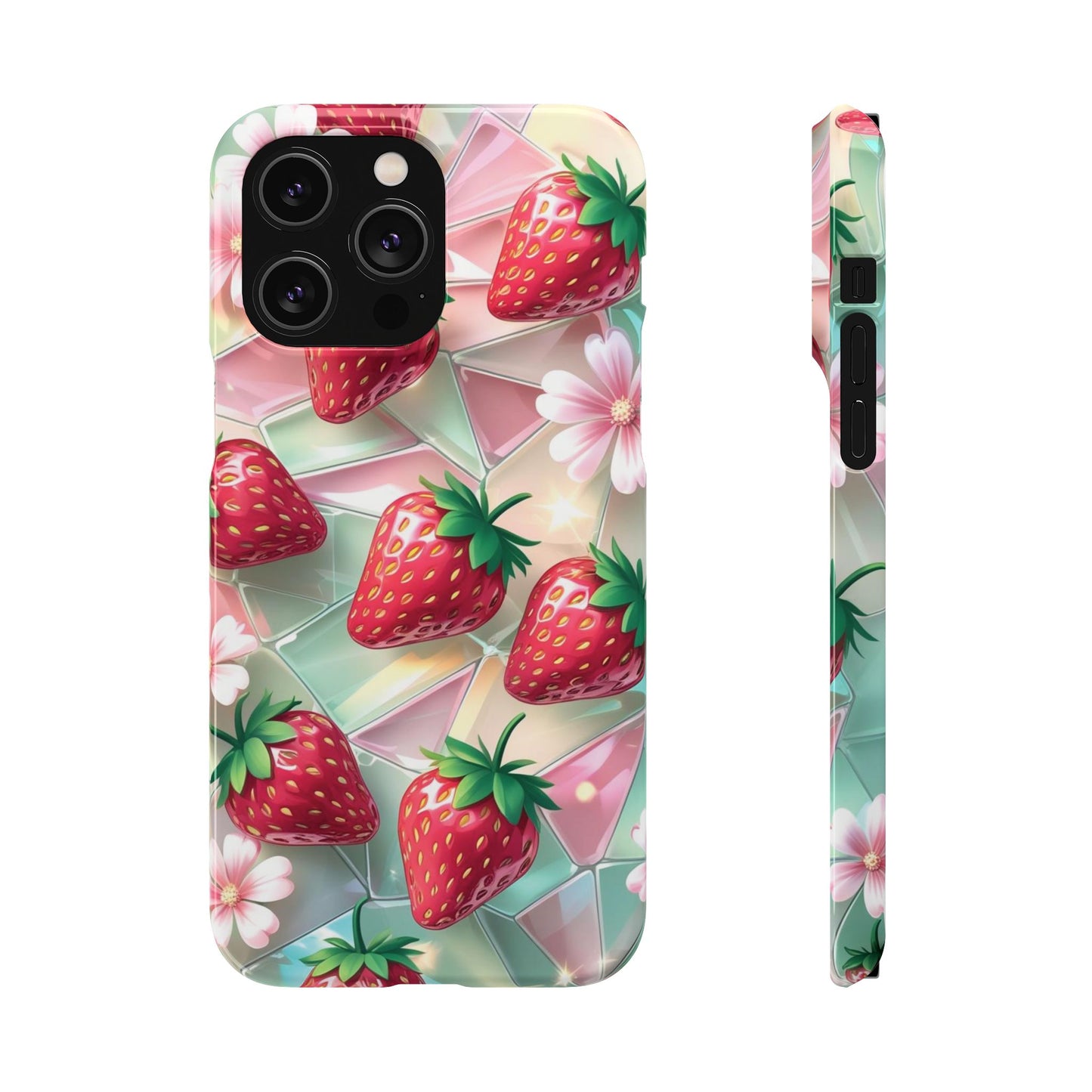 Snap Case iPhone Handyhülle - 3D Effekt Erdbeeren