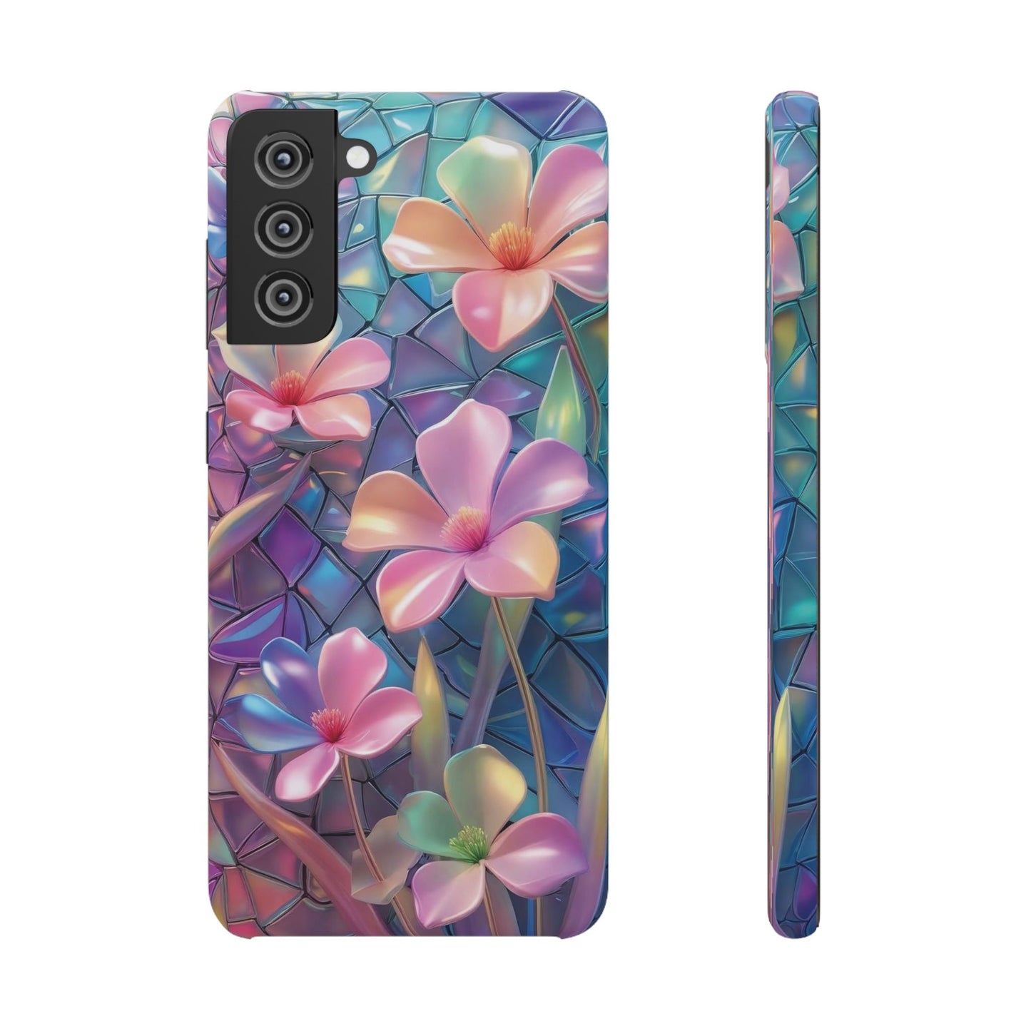 Snap Case Elegante Florale Samsung Handyhülle mit 3D-Effekt