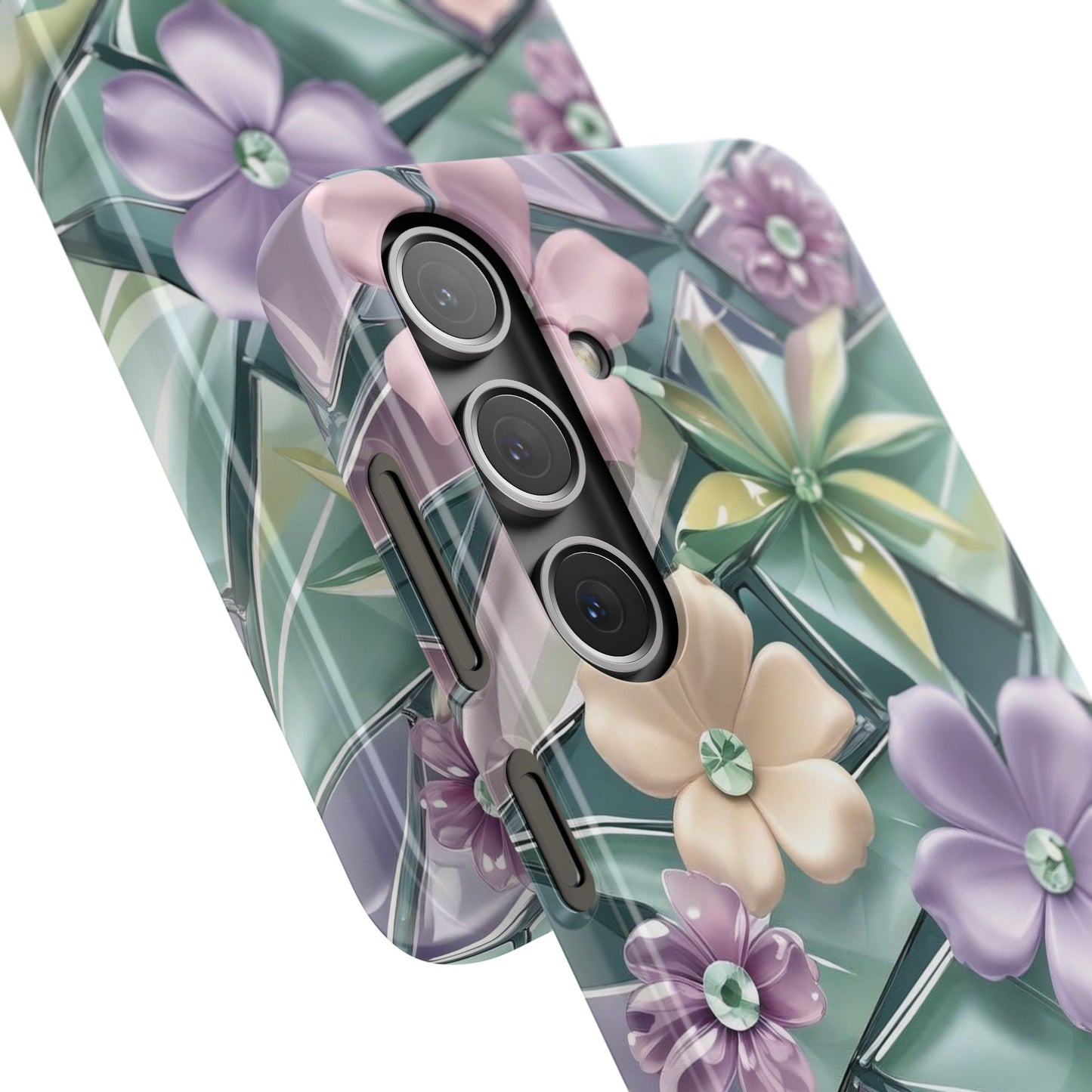 Snap Case Elegante Florale Samsung Handyhülle mit 3D-Effekt