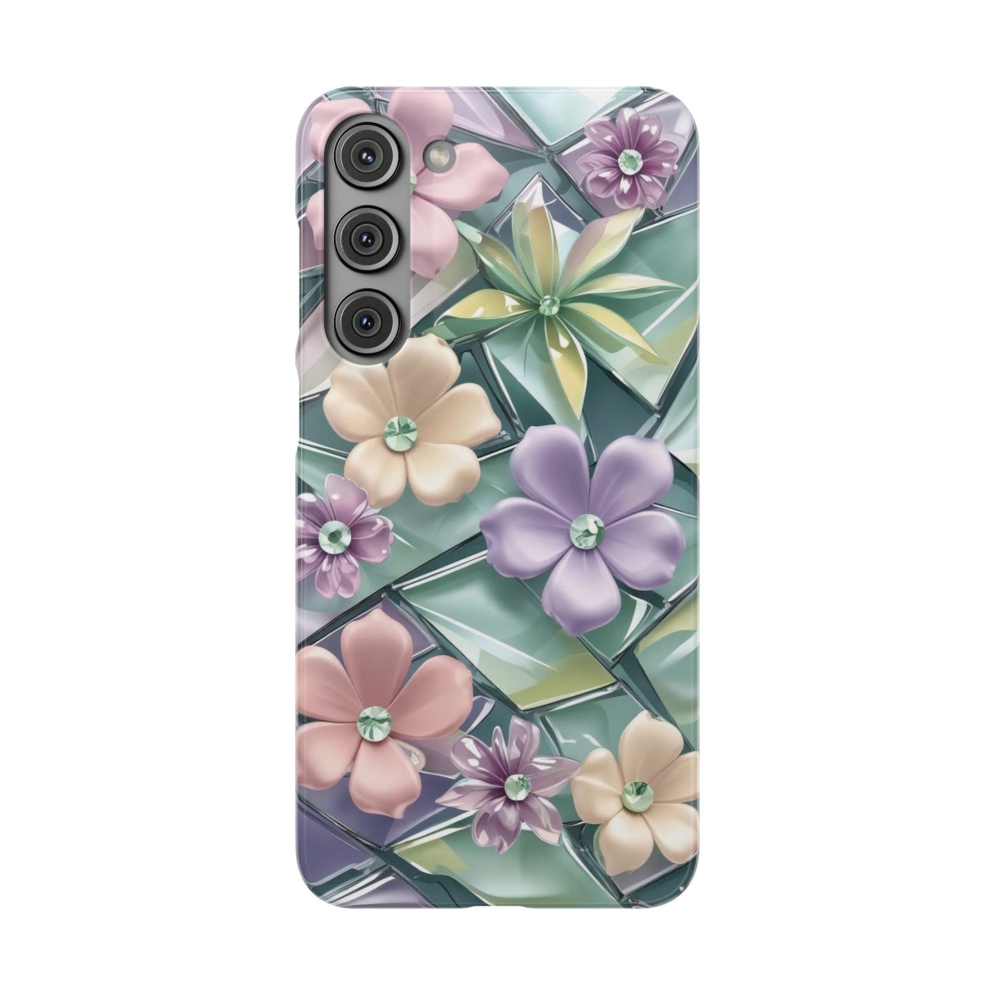 Snap Case Elegante Florale Samsung Handyhülle mit 3D-Effekt