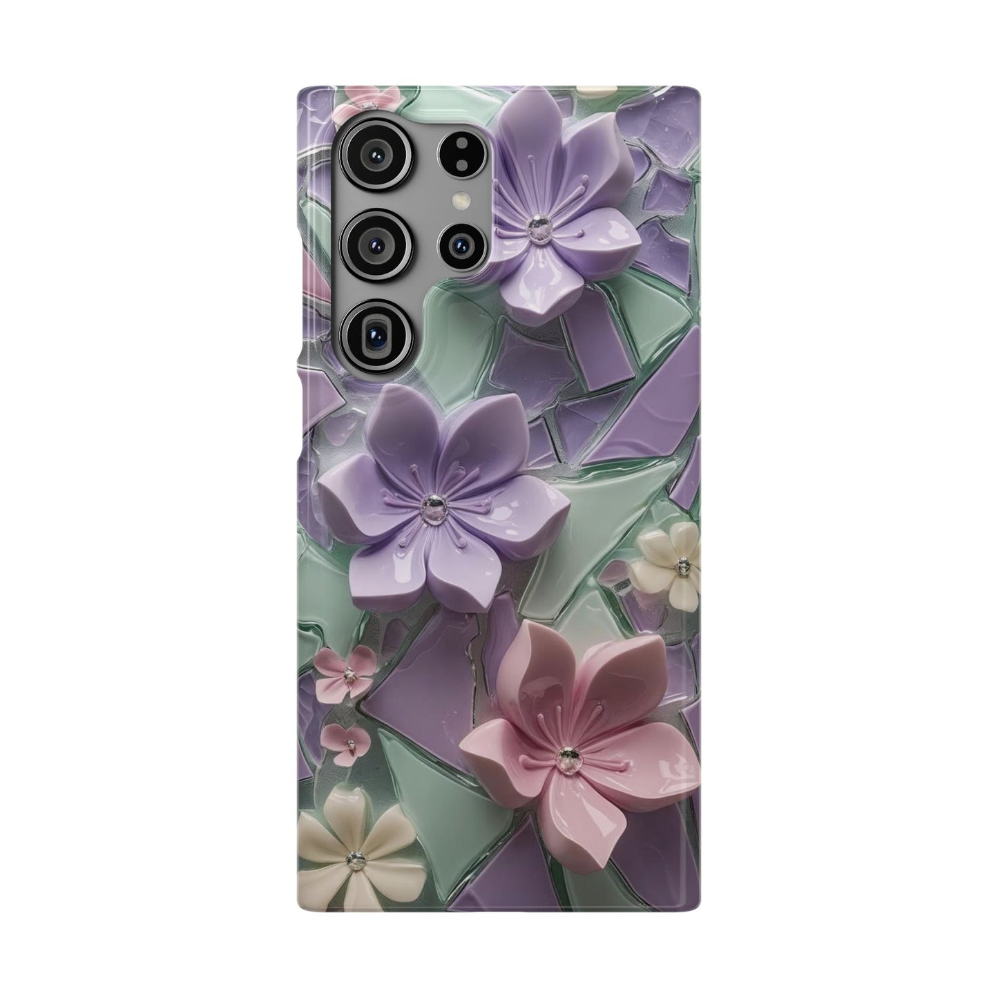 Snap Case Elegante Florale Samsung Handyhülle mit 3D-Effekt