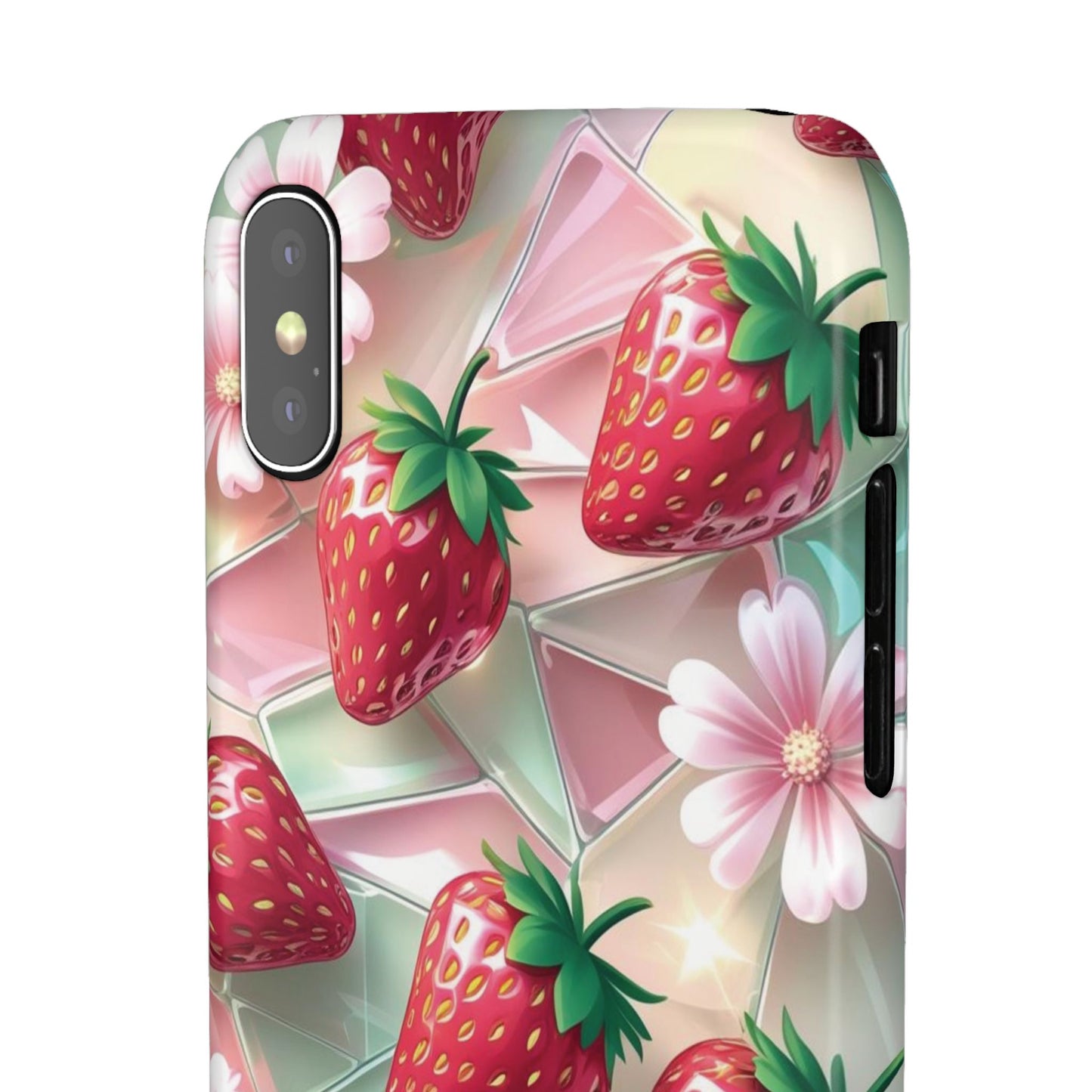 Snap Case iPhone Handyhülle - 3D Effekt Erdbeeren