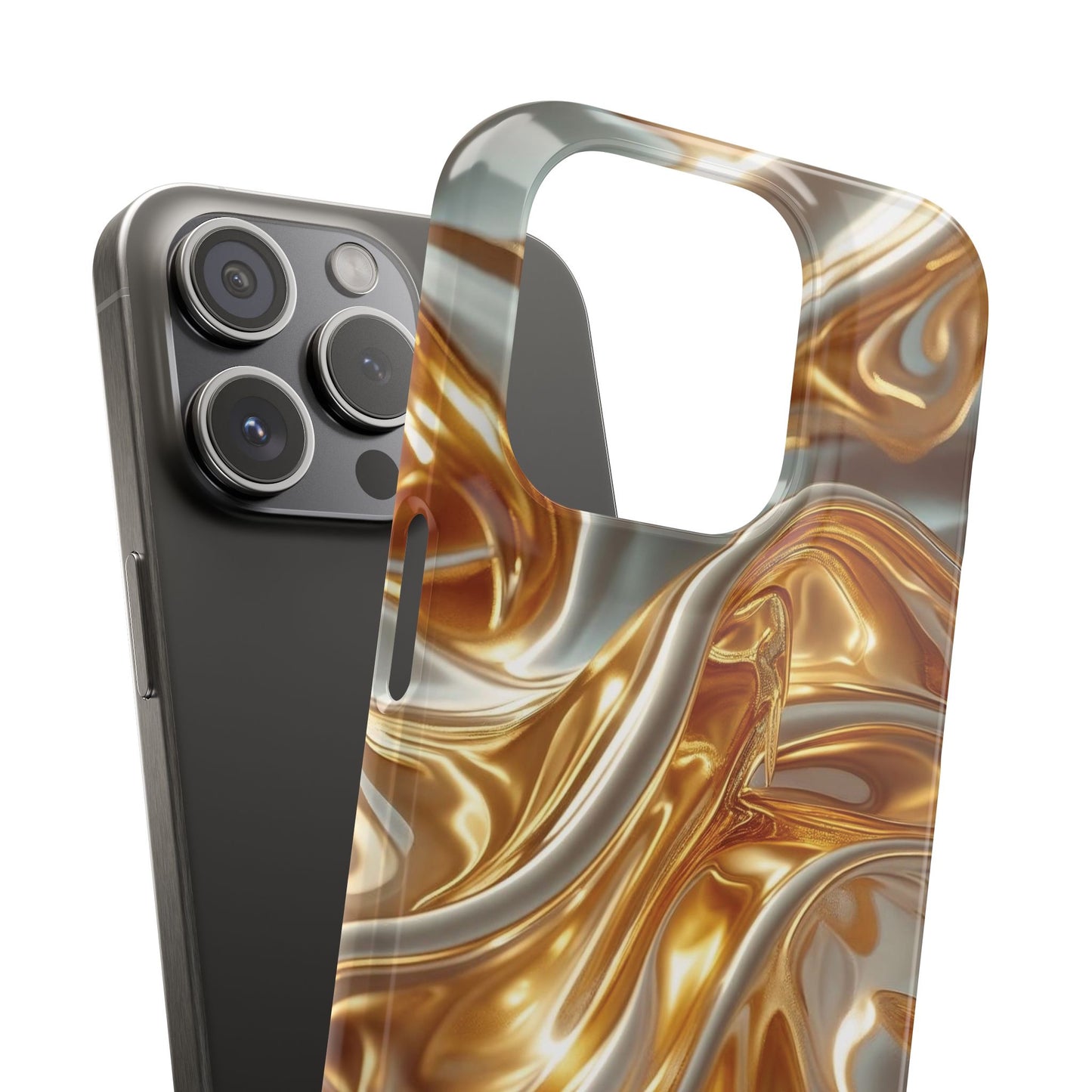 Snap Case iPhone Handyhülle – Gold Dynamic Liquid 3D Effekt
