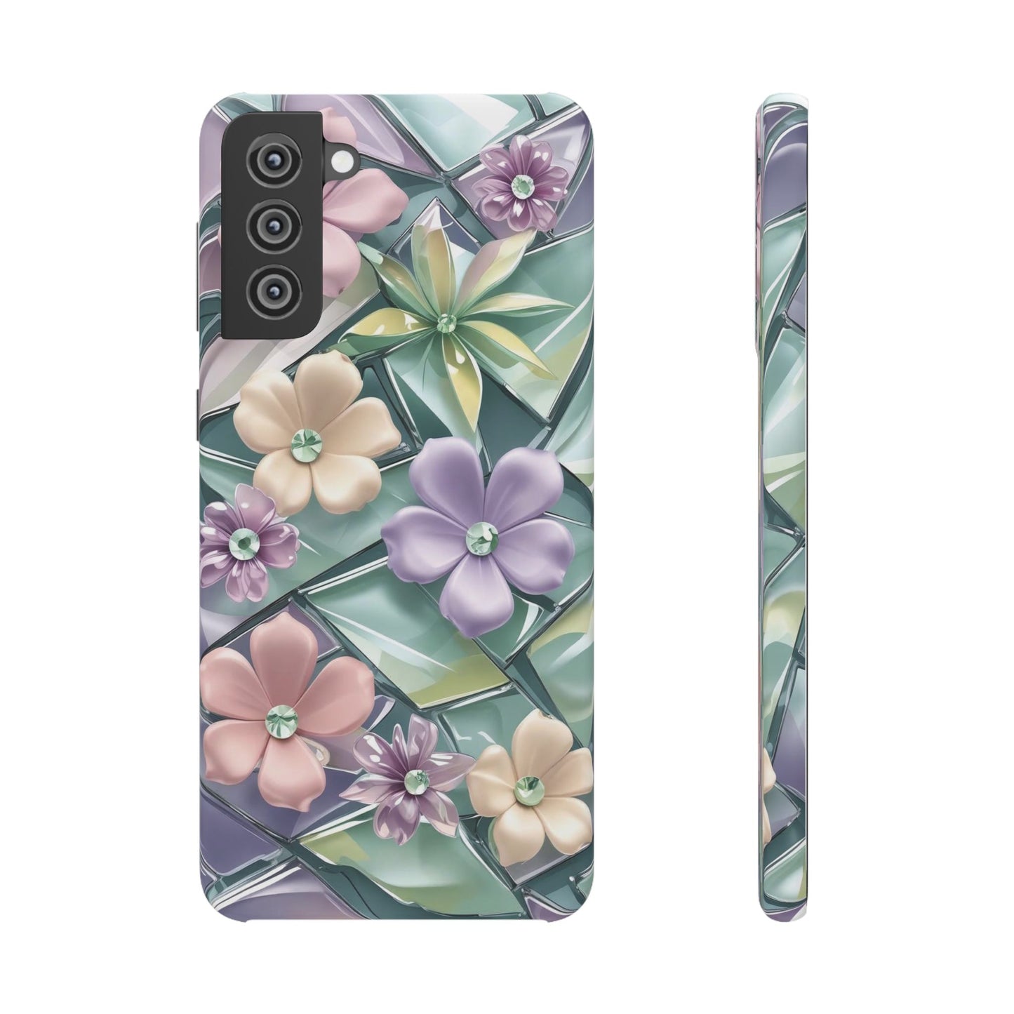 Snap Case Elegante Florale Samsung Handyhülle mit 3D-Effekt