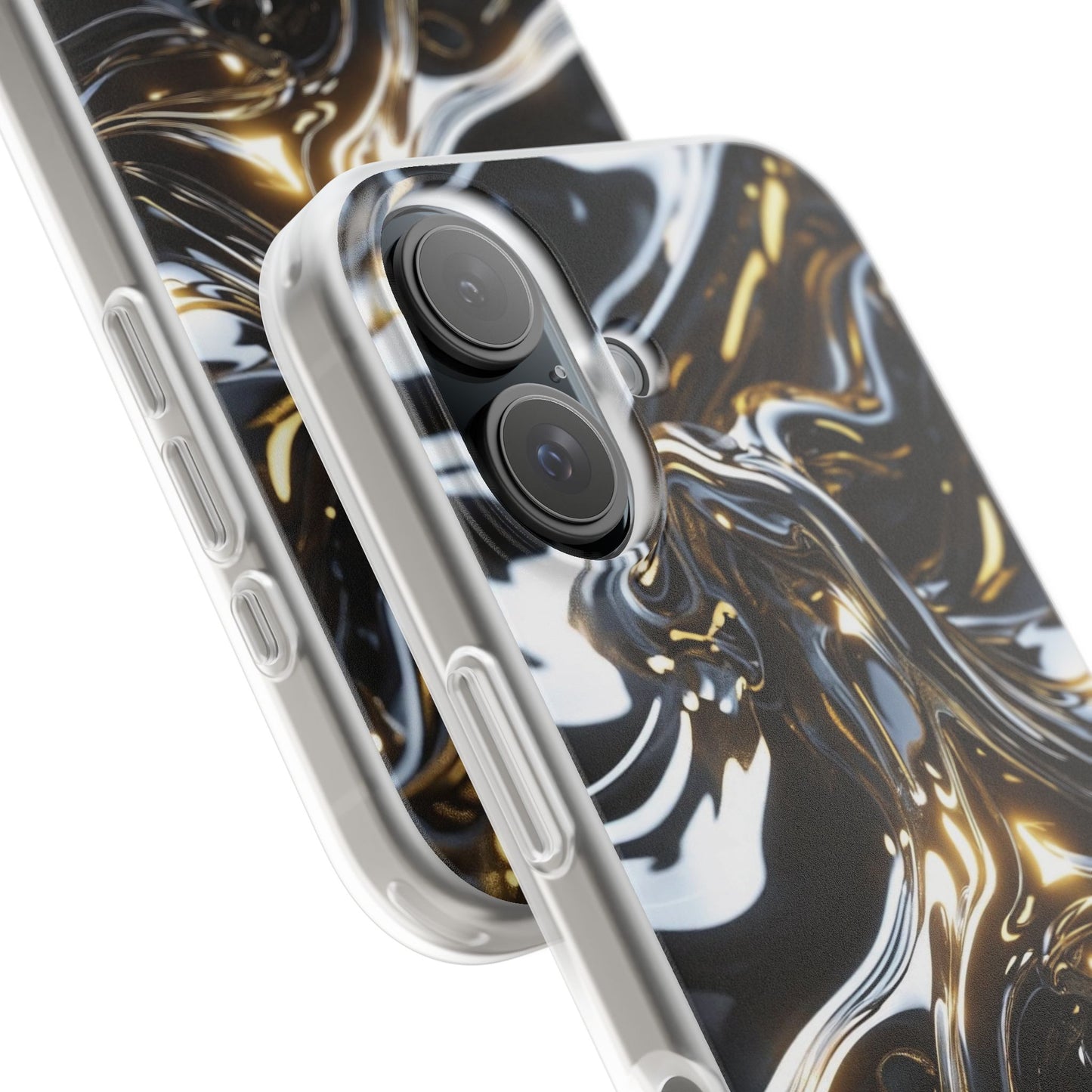 iPhone Handyhülle Flexi Case - Schwarz-Silber Metallic