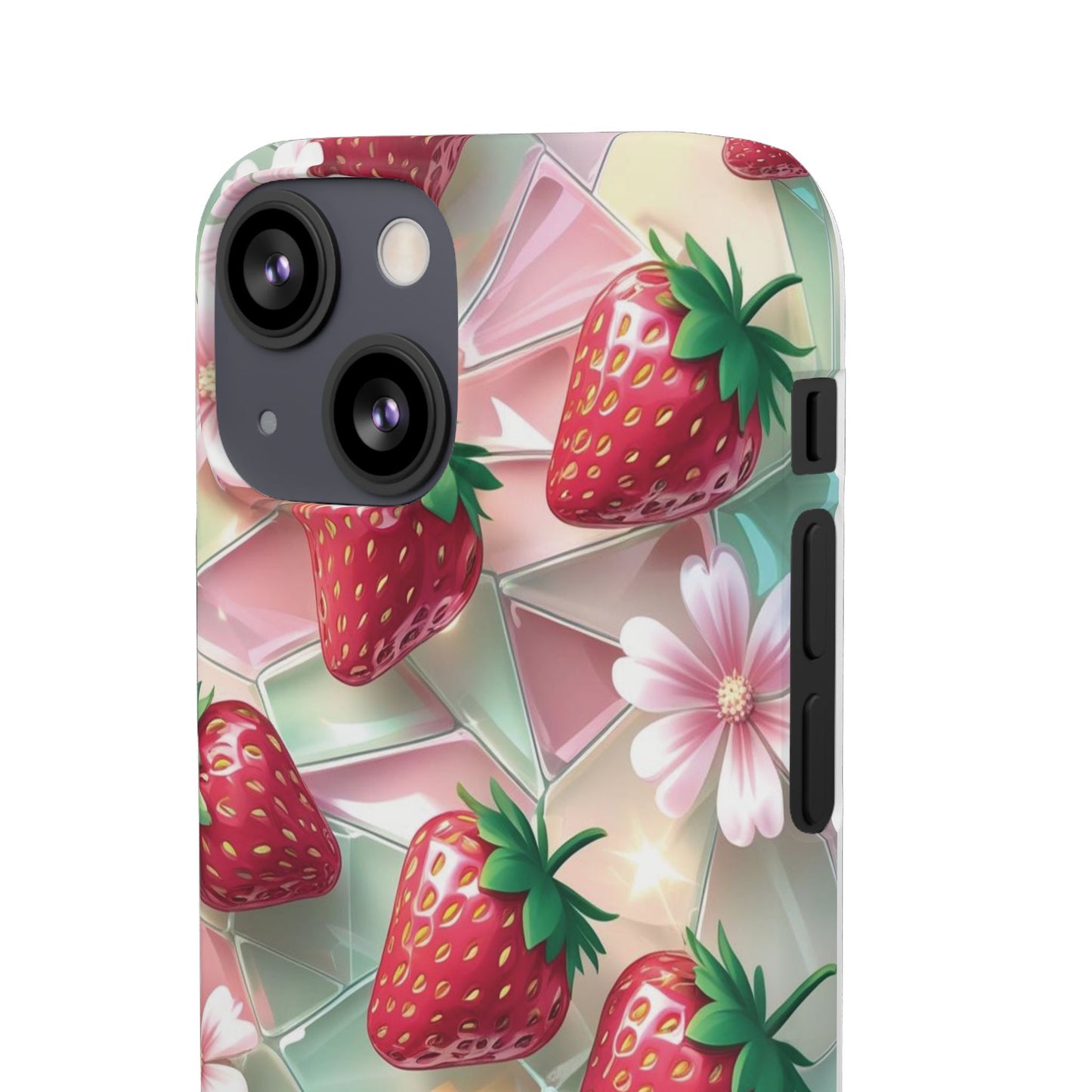 Snap Case iPhone Handyhülle - 3D Effekt Erdbeeren