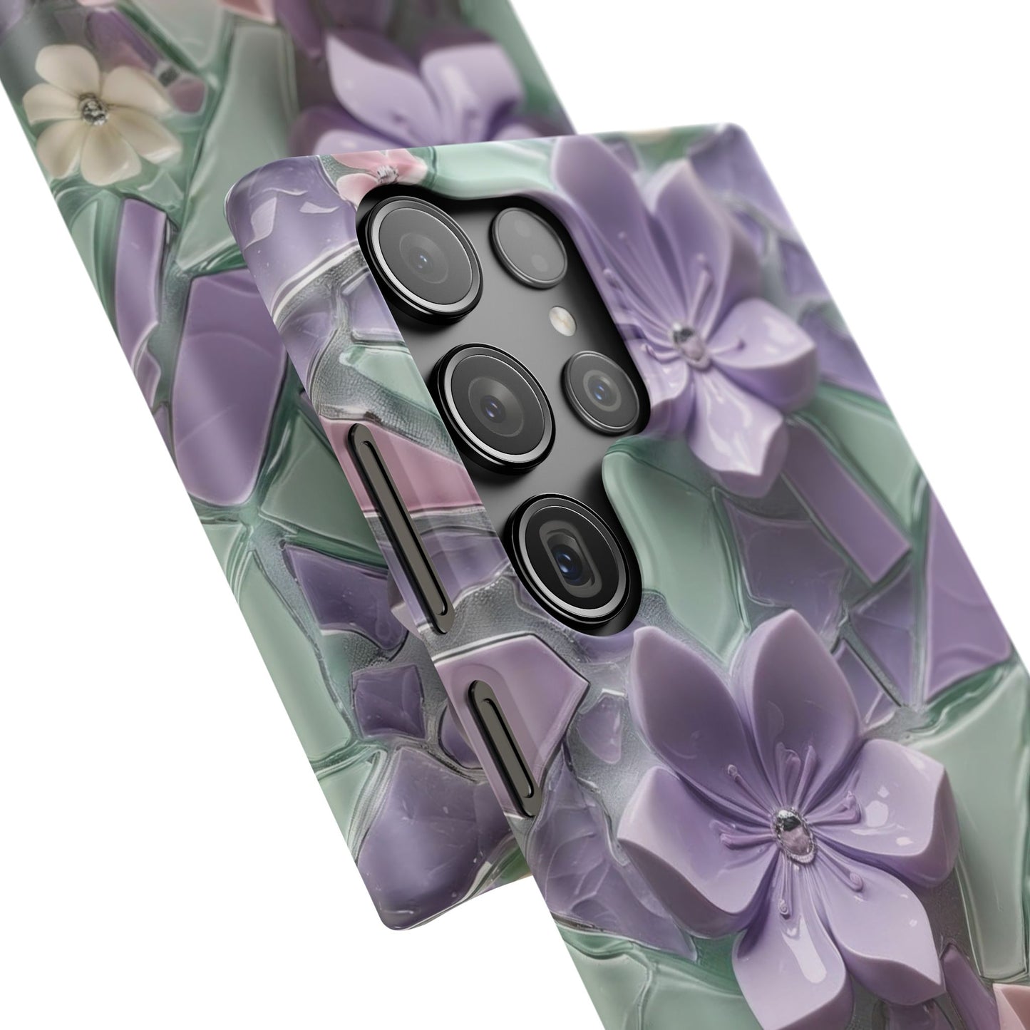 Snap Case Elegante Florale Samsung Handyhülle mit 3D-Effekt