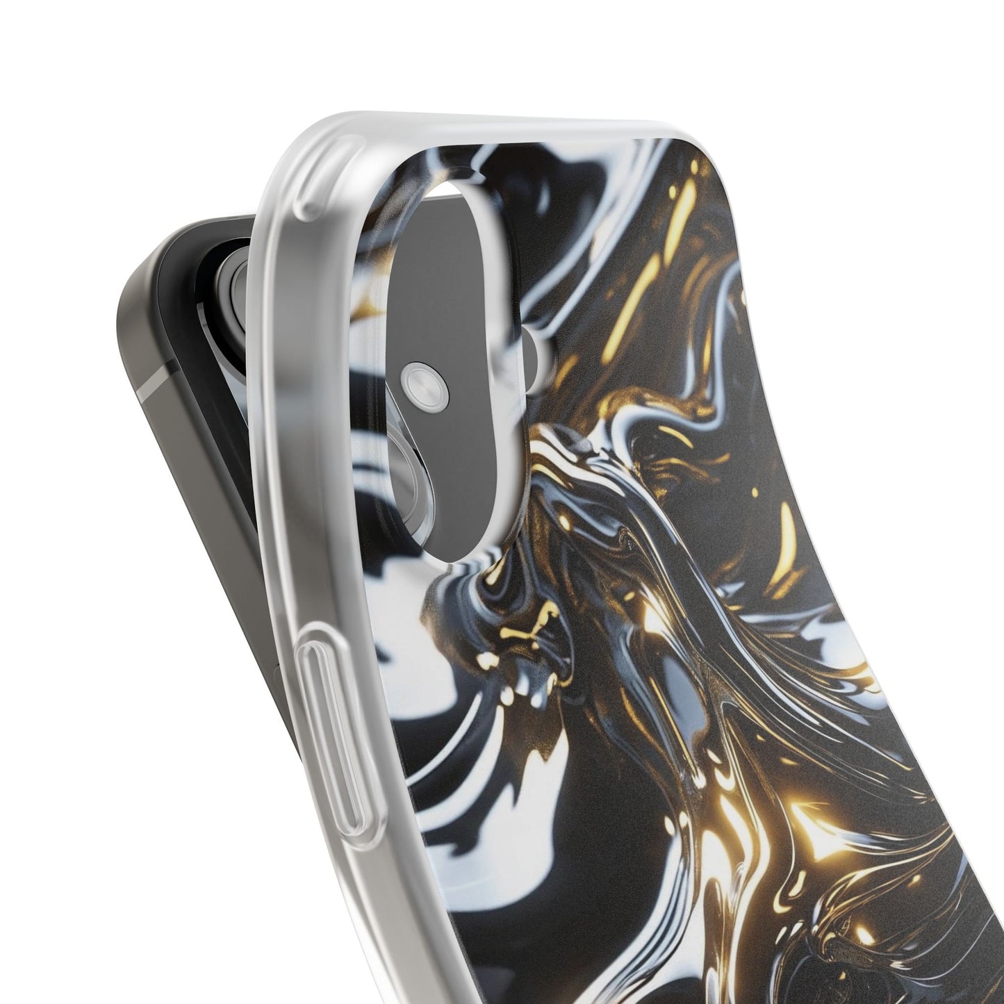 iPhone Handyhülle Flexi Case - Schwarz-Silber Metallic