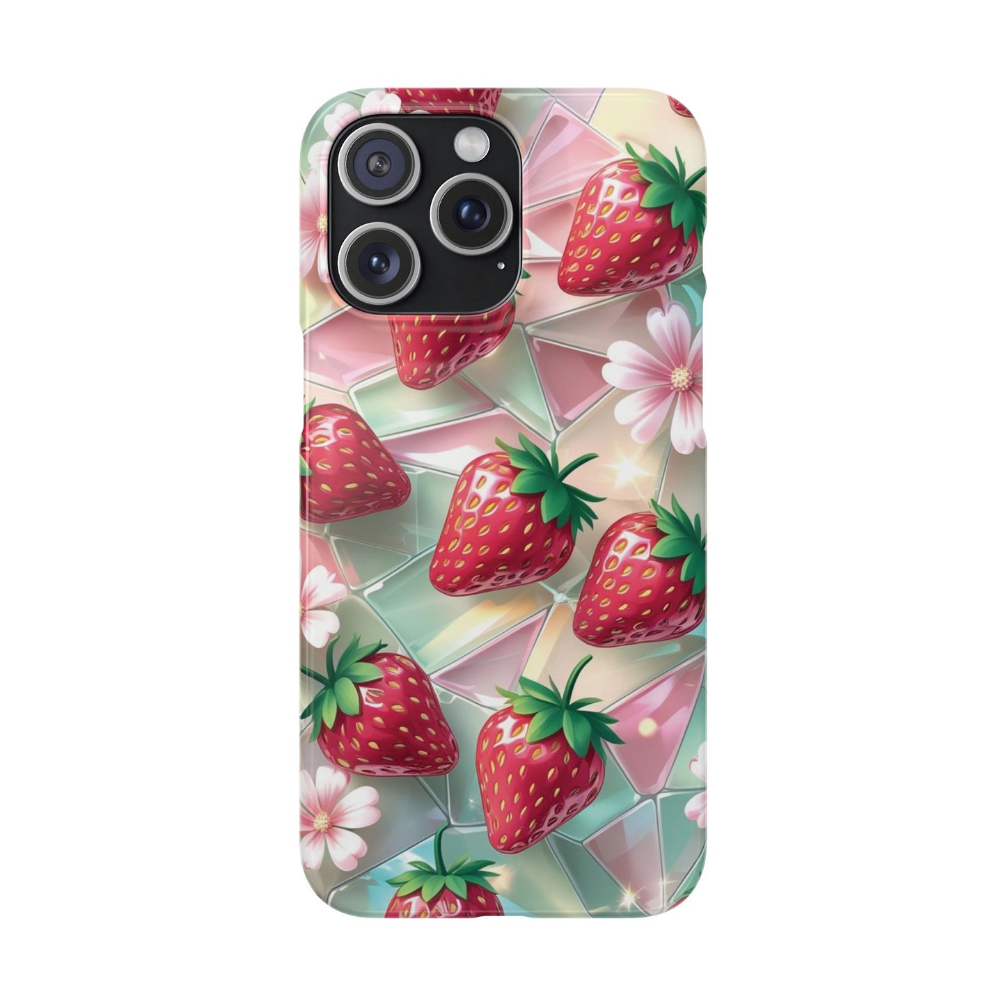 Snap Case iPhone Handyhülle - 3D Effekt Erdbeeren