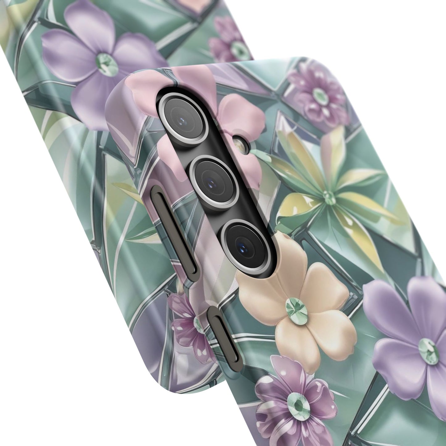 Snap Case Elegante Florale Samsung Handyhülle mit 3D-Effekt