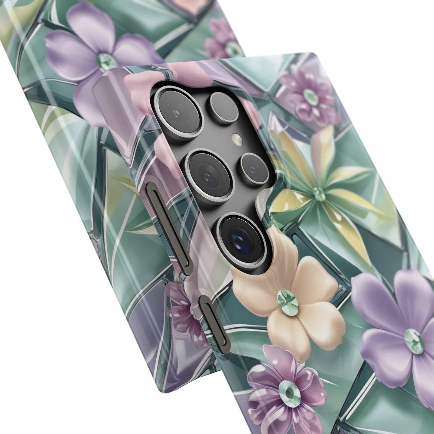 Snap Case Elegante Florale Samsung Handyhülle mit 3D-Effekt