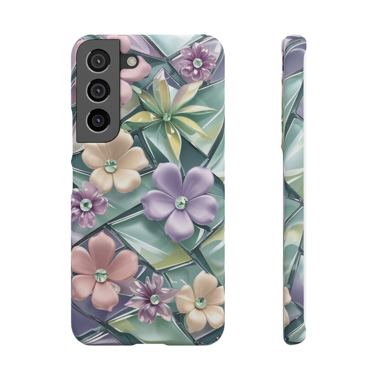 Snap Case Elegante Florale Samsung Handyhülle mit 3D-Effekt