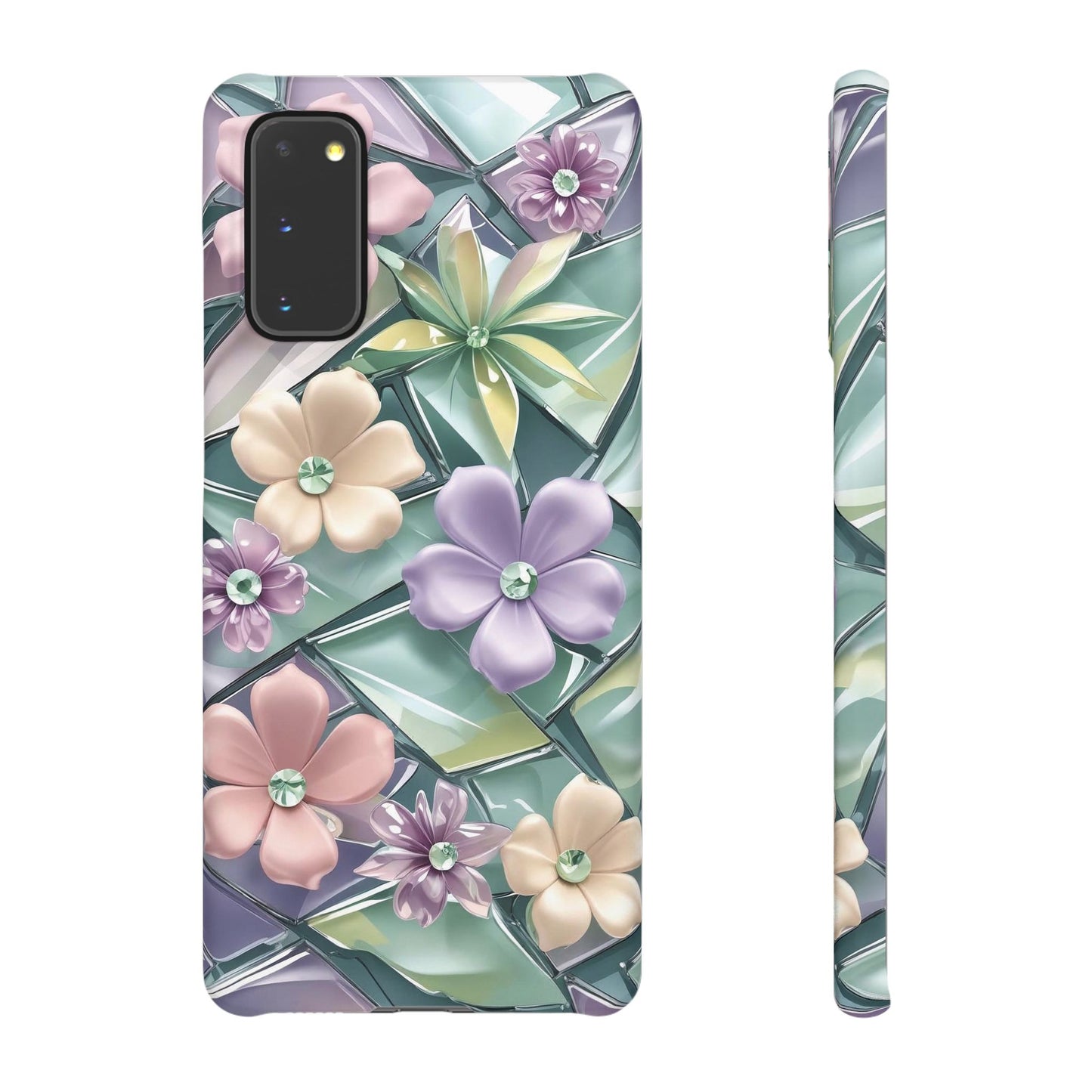 Snap Case Elegante Florale Samsung Handyhülle mit 3D-Effekt