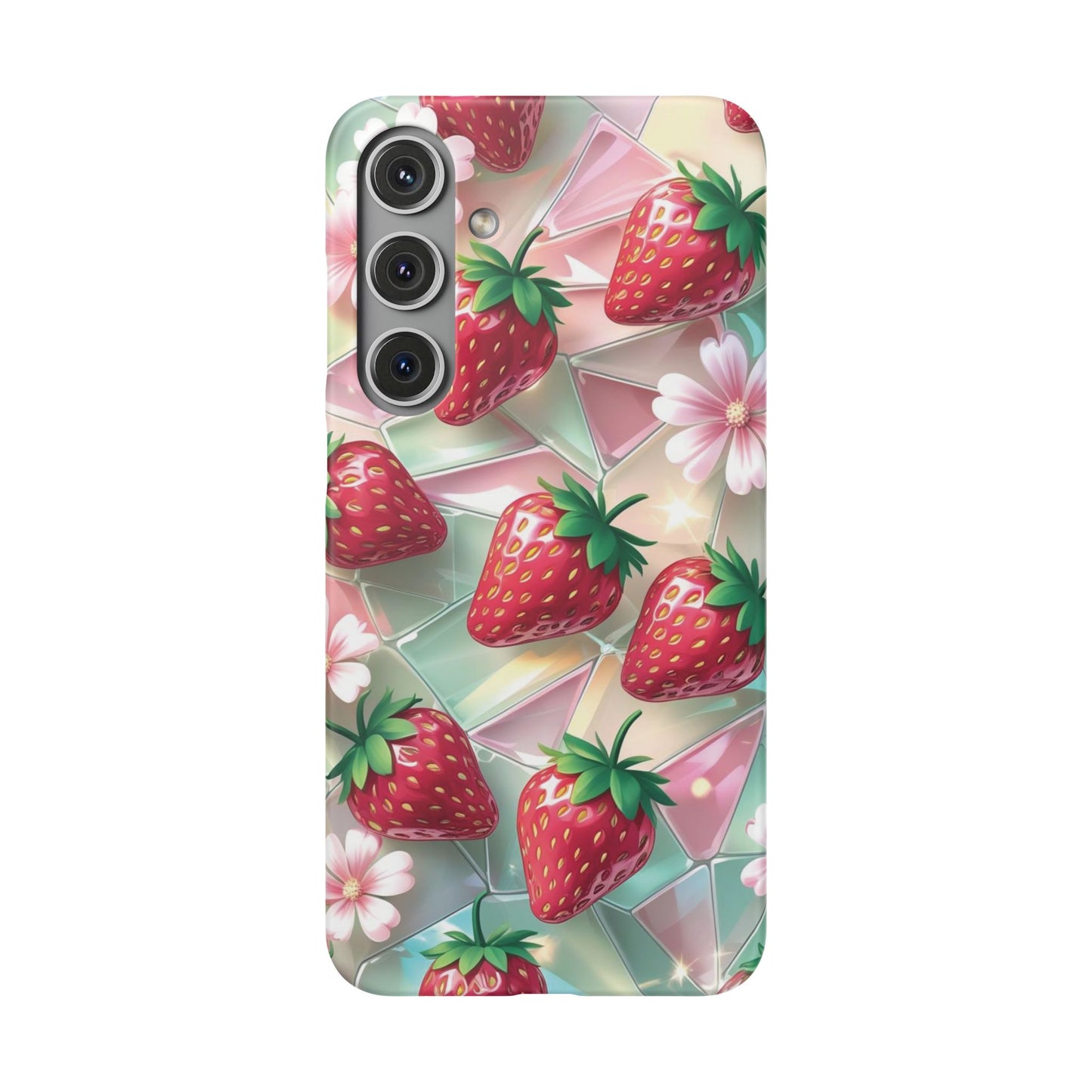 Snap Case Samsung Handyhülle - 3D Effekt Erdbeeren